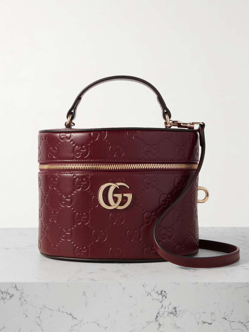 Gucci Vanity Gg Debossed Leather Tote