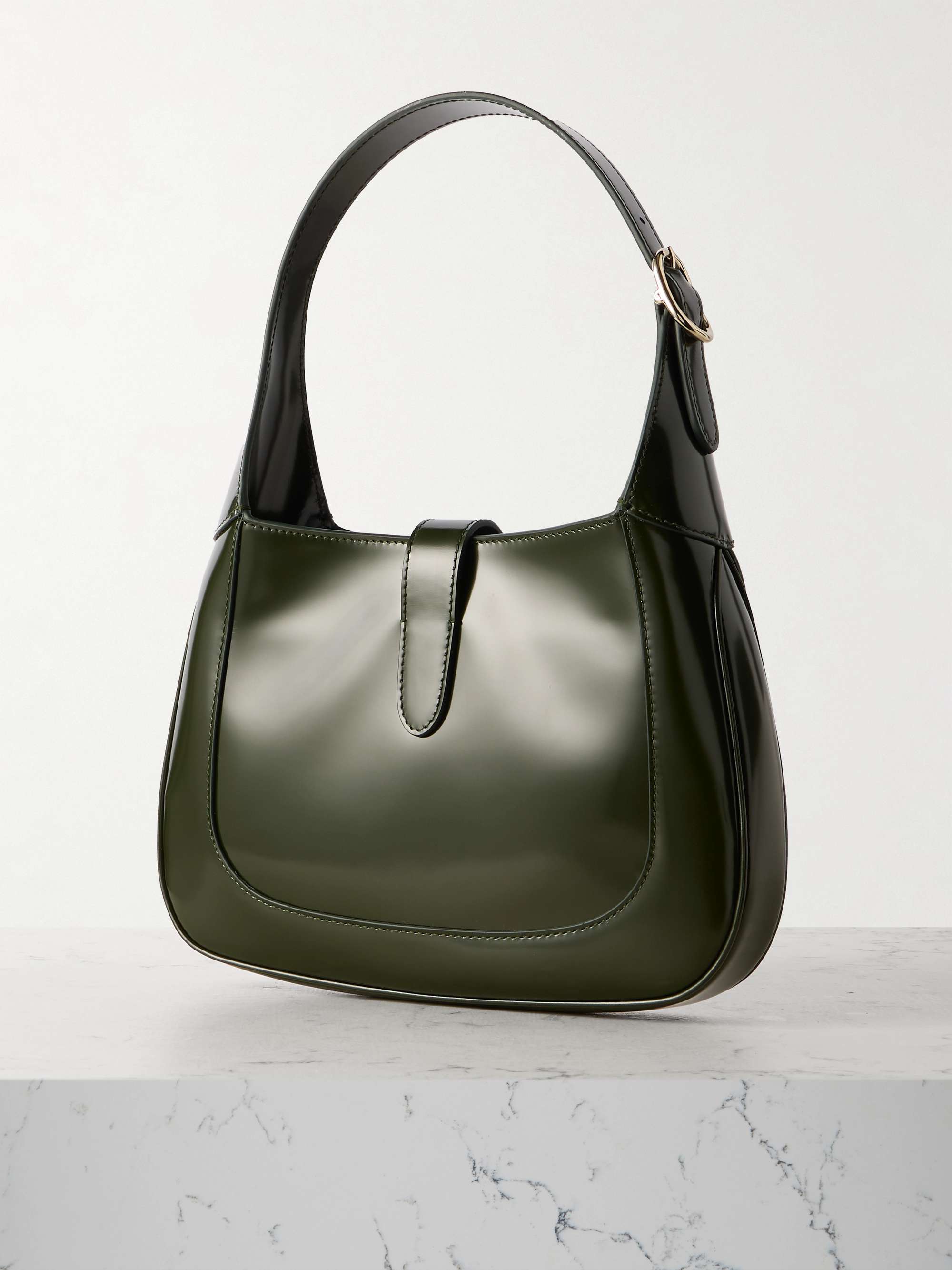GUCCI Jackie small glossedleather shoulder bag NETAPORTER