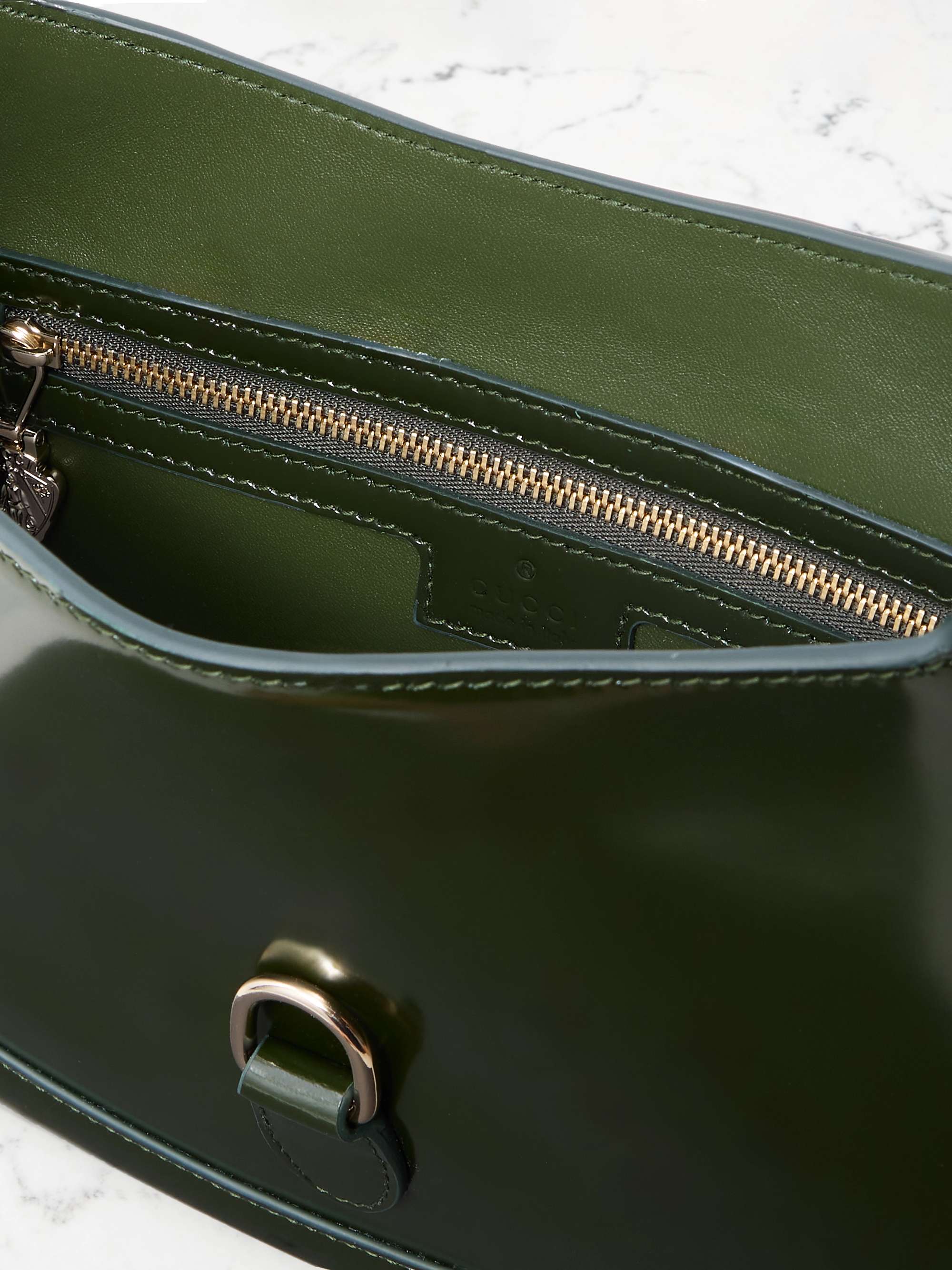 GUCCI Jackie small glossedleather shoulder bag NETAPORTER