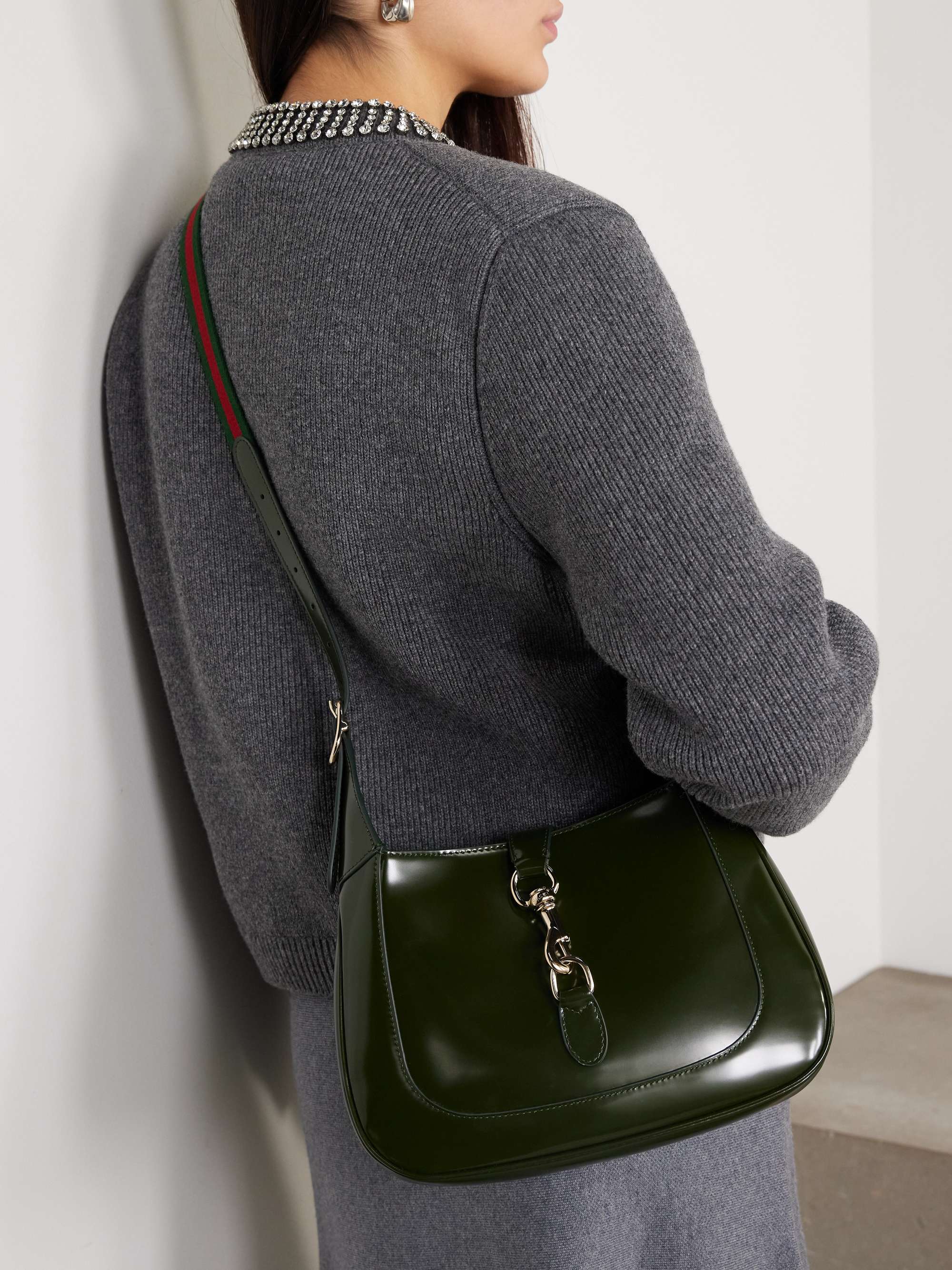 GUCCI Jackie small glossedleather shoulder bag NETAPORTER