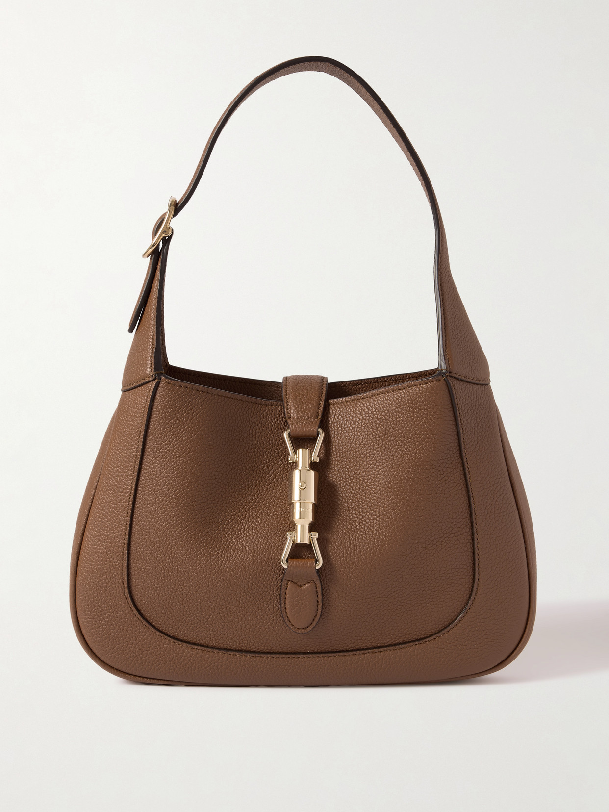 Gucci Jackie 1961 Small Textured-leather Shoulder Bag In Brown