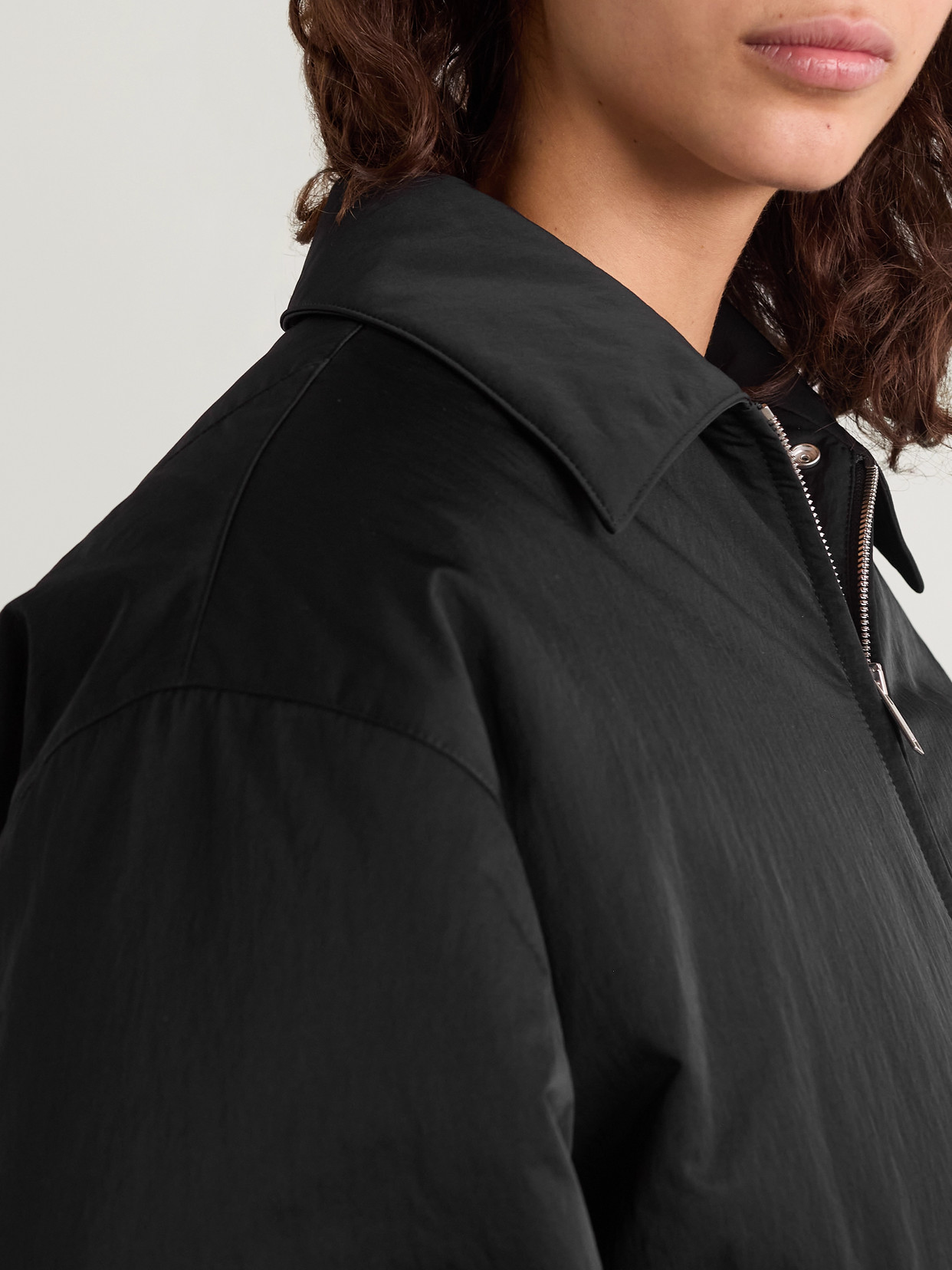 Shop Bottega Veneta Intrecciato Leather-trimmed Shell Down Jacket In Black
