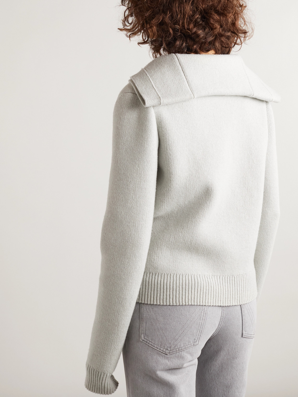 Bottega Veneta Layered Wool Cardigan In Gray