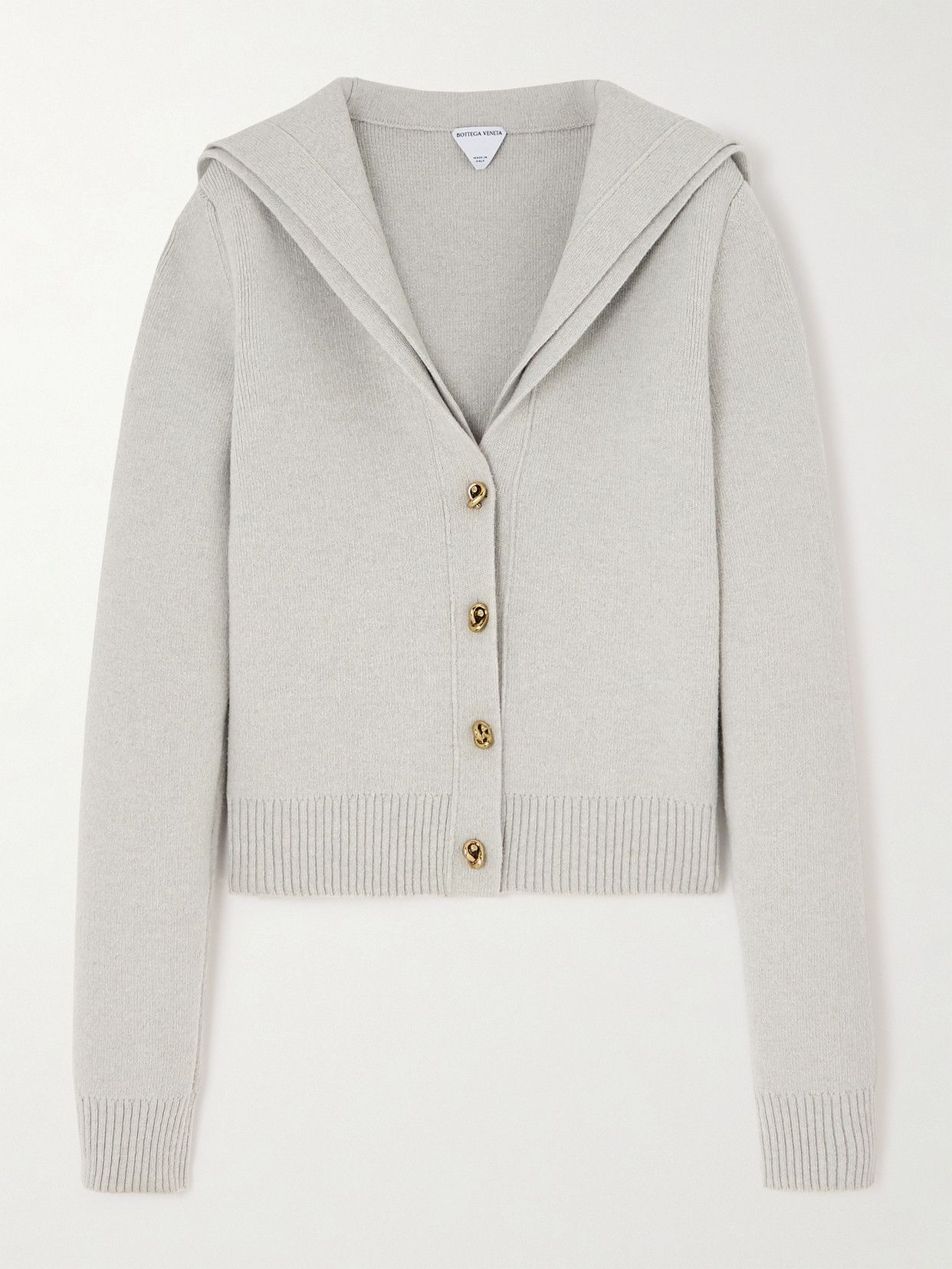 Bottega Veneta Layered Wool Cardigan In Gray