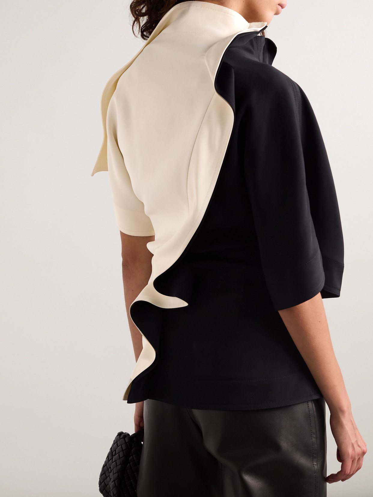 Bottega Veneta Colorblock Ruffle Top In Neutrals