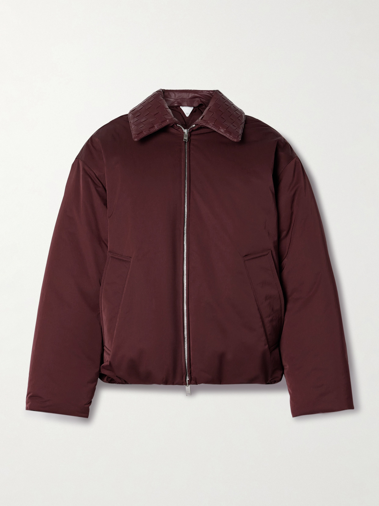 Bottega Veneta - Intrecciato Leather-trimmed Shell Down Jacket - Burgundy