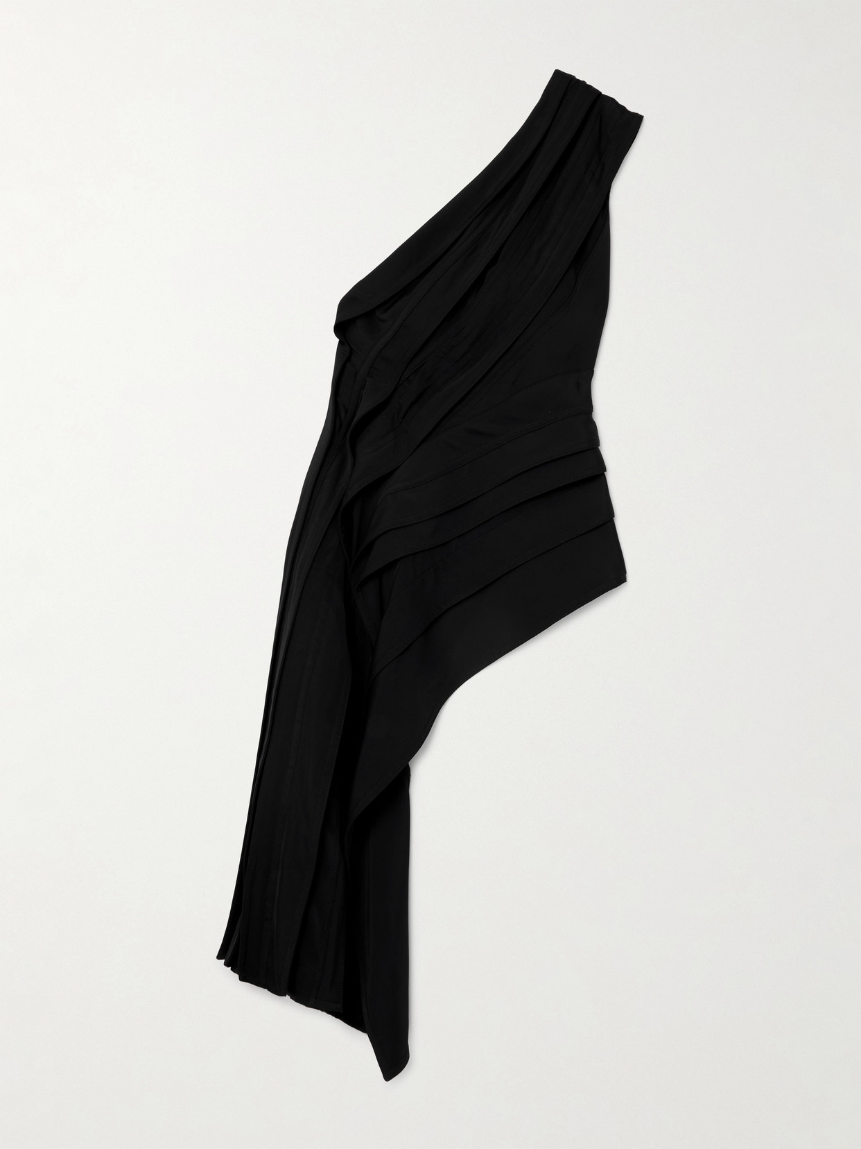 Bottega Veneta - Asymmetric Draped Pleated Crepe Top - Black