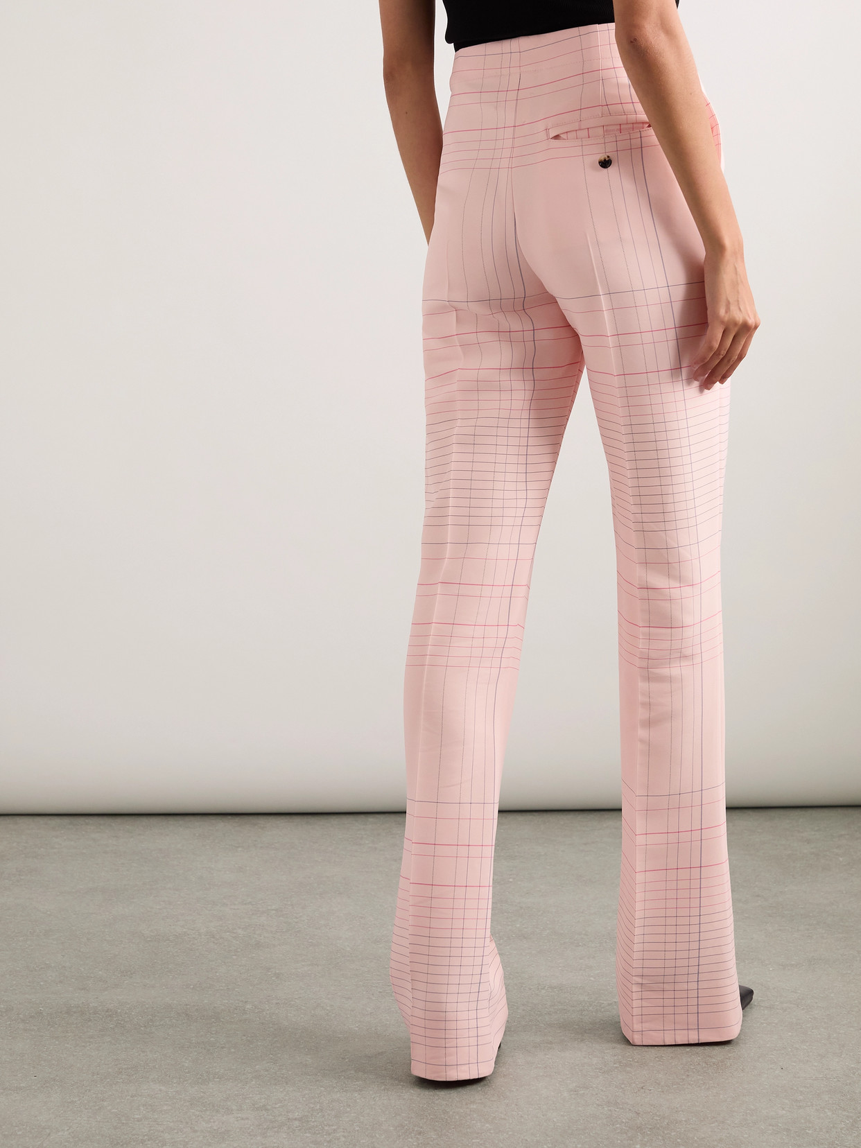 BOTTEGA VENETA CHECKED CREPE STRAIGHT-LEG PANTS