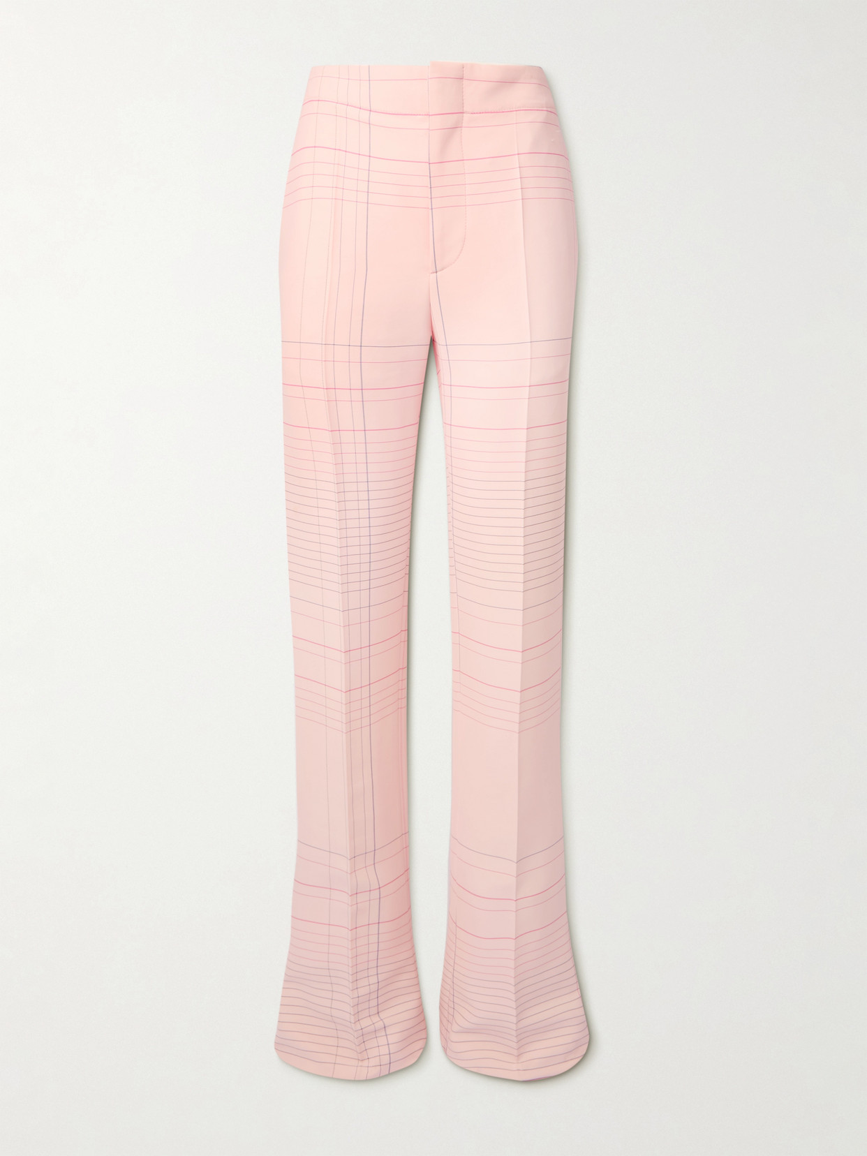 Bottega Veneta Checked Crepe Straight-leg Pants In Pink