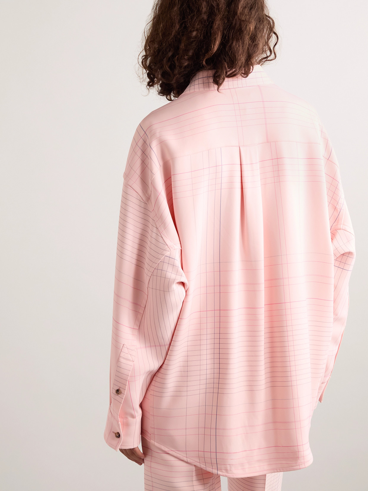 Bottega Veneta Striped Stretch-crepe Shirt In Pink
