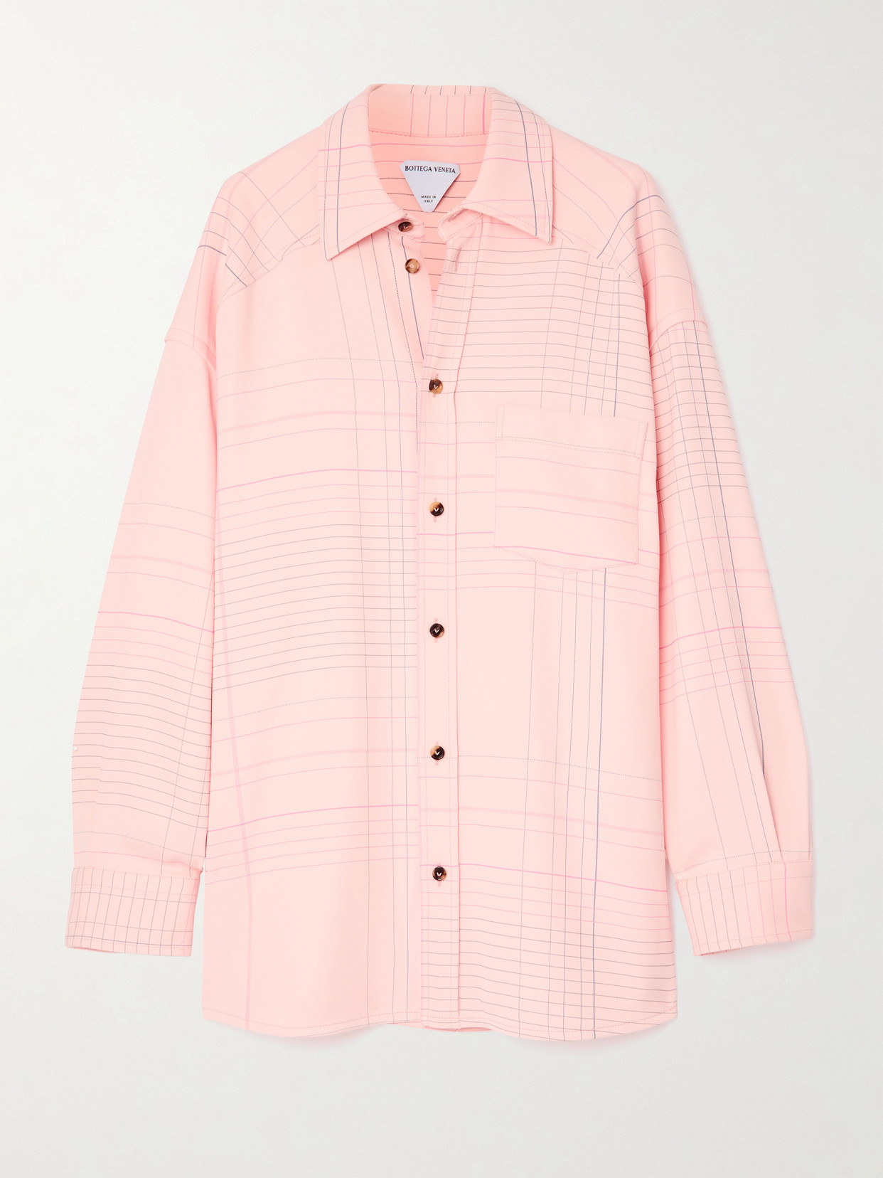 Bottega Veneta Striped Stretch-crepe Shirt In Pink