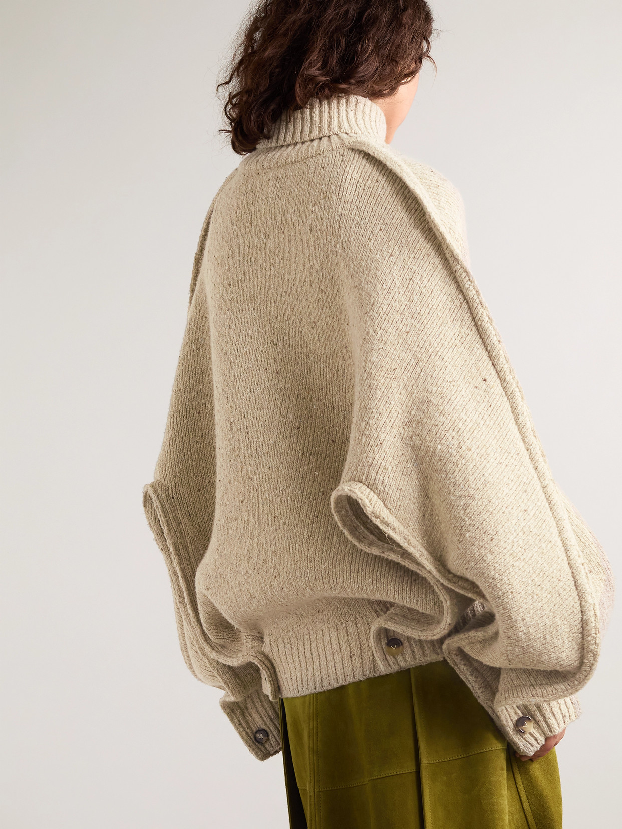 Bottega Veneta Button-detailed Wool Turtleneck Sweater In Neutrals