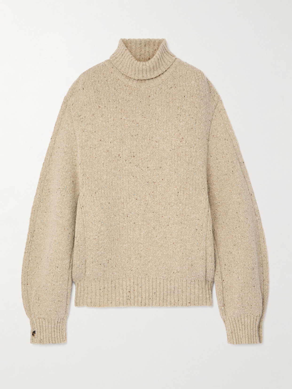 Bottega Veneta Button-detailed Wool Turtleneck Sweater In Neutrals