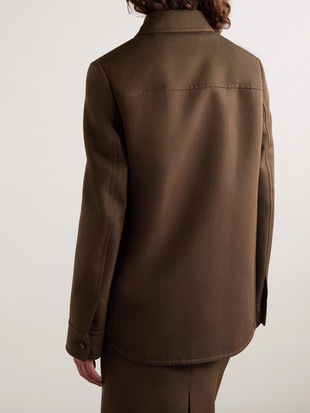 Shop Bottega Veneta Wool-twill Jacket In Brown