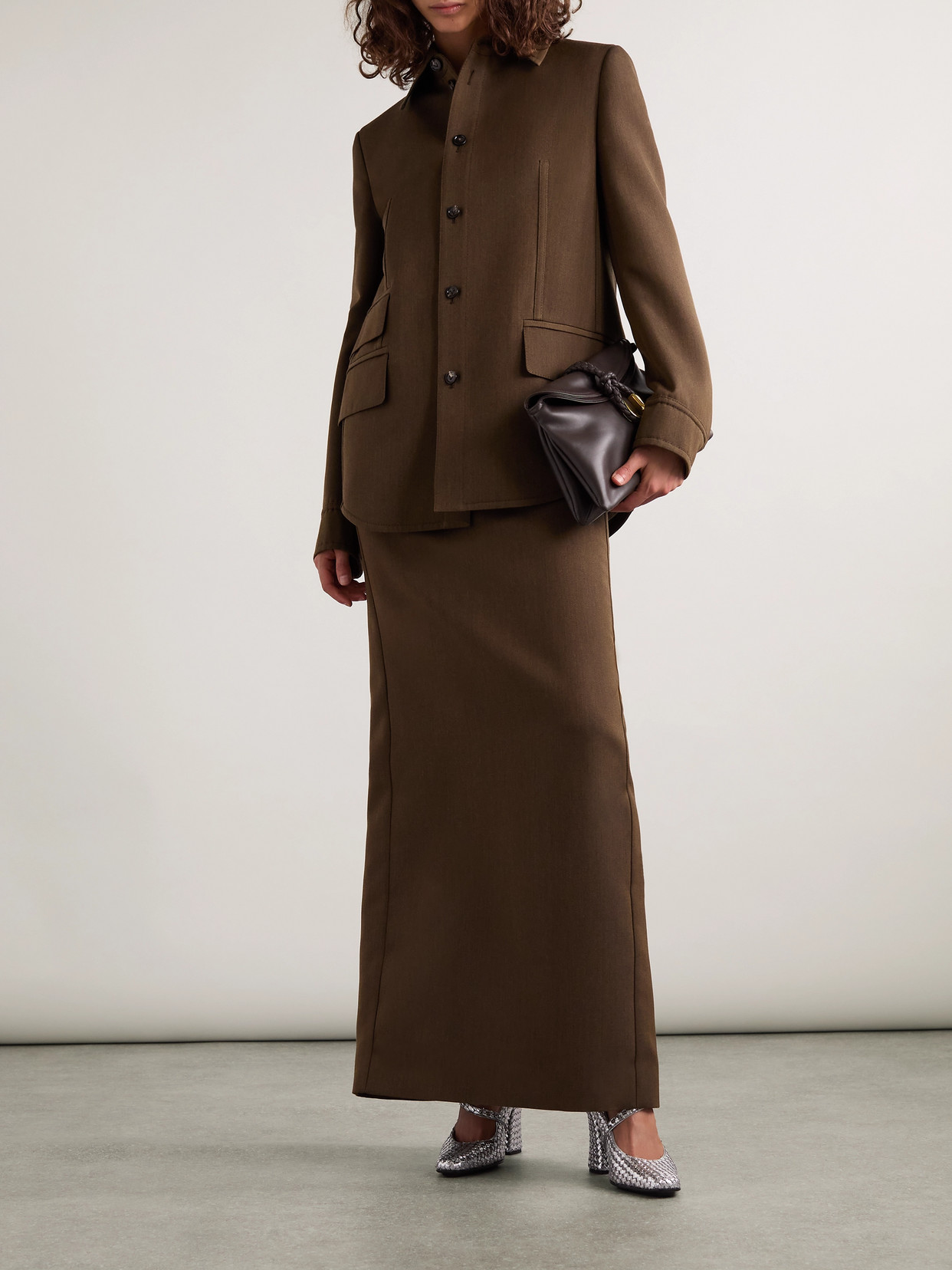 Shop Bottega Veneta Wool-twill Jacket In Brown