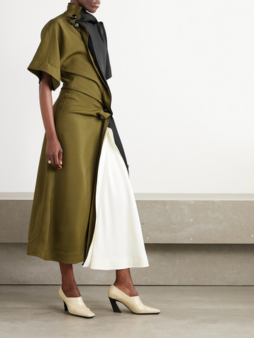 Bottega Veneta Draped asymmetric color-block satin dress