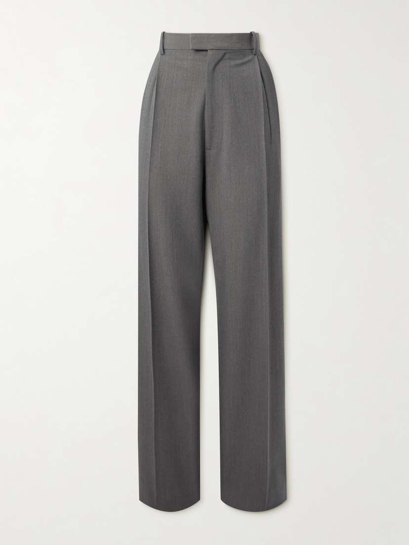 Bottega Veneta Pleated Wool-blend Straight-leg Pants