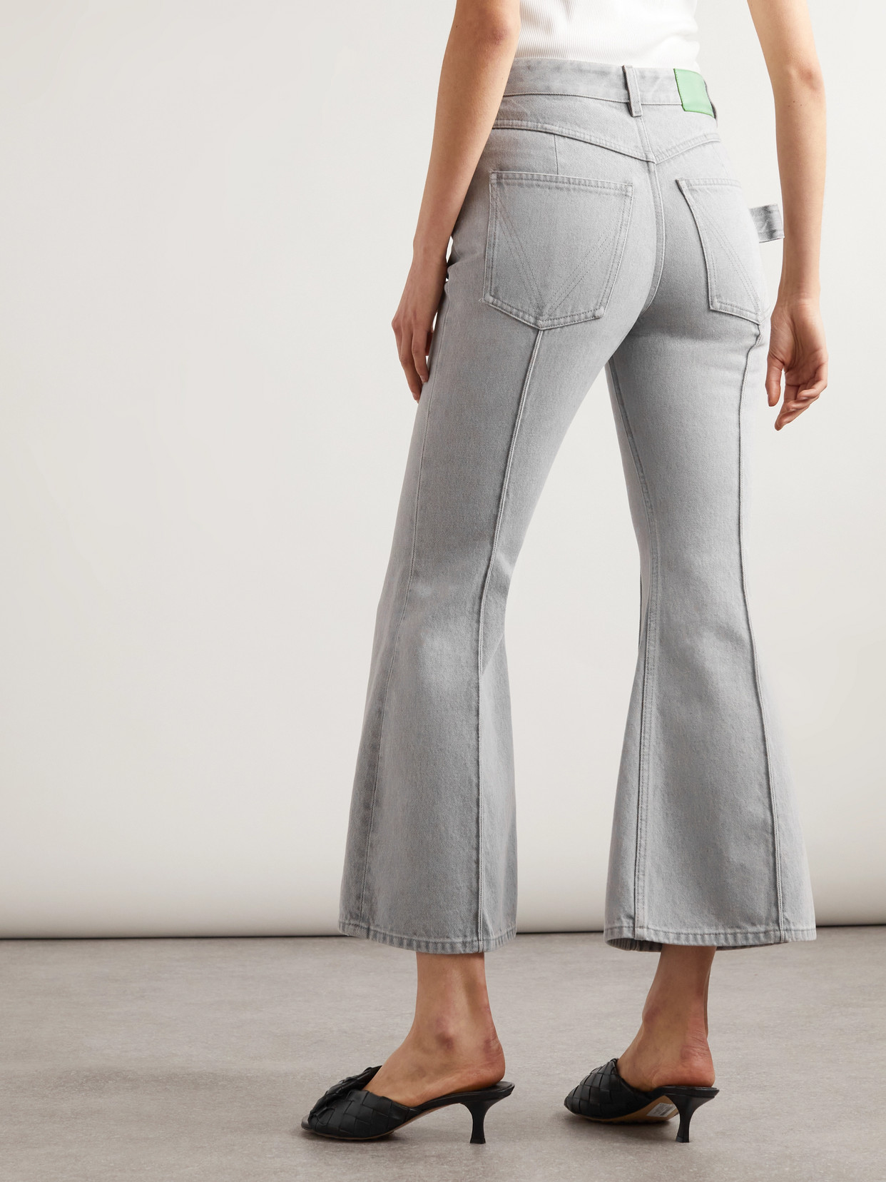 Bottega Veneta Cropped High-rise Flared Jeans In Gray