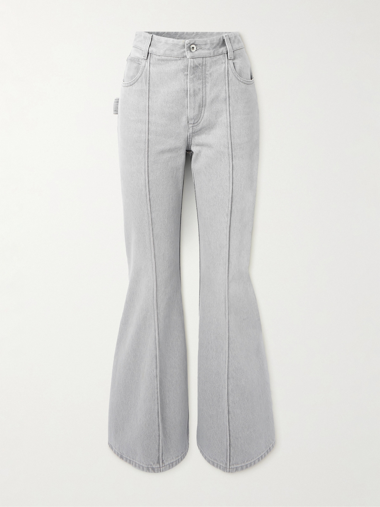 Bottega Veneta Cropped High-rise Flared Jeans In Gray