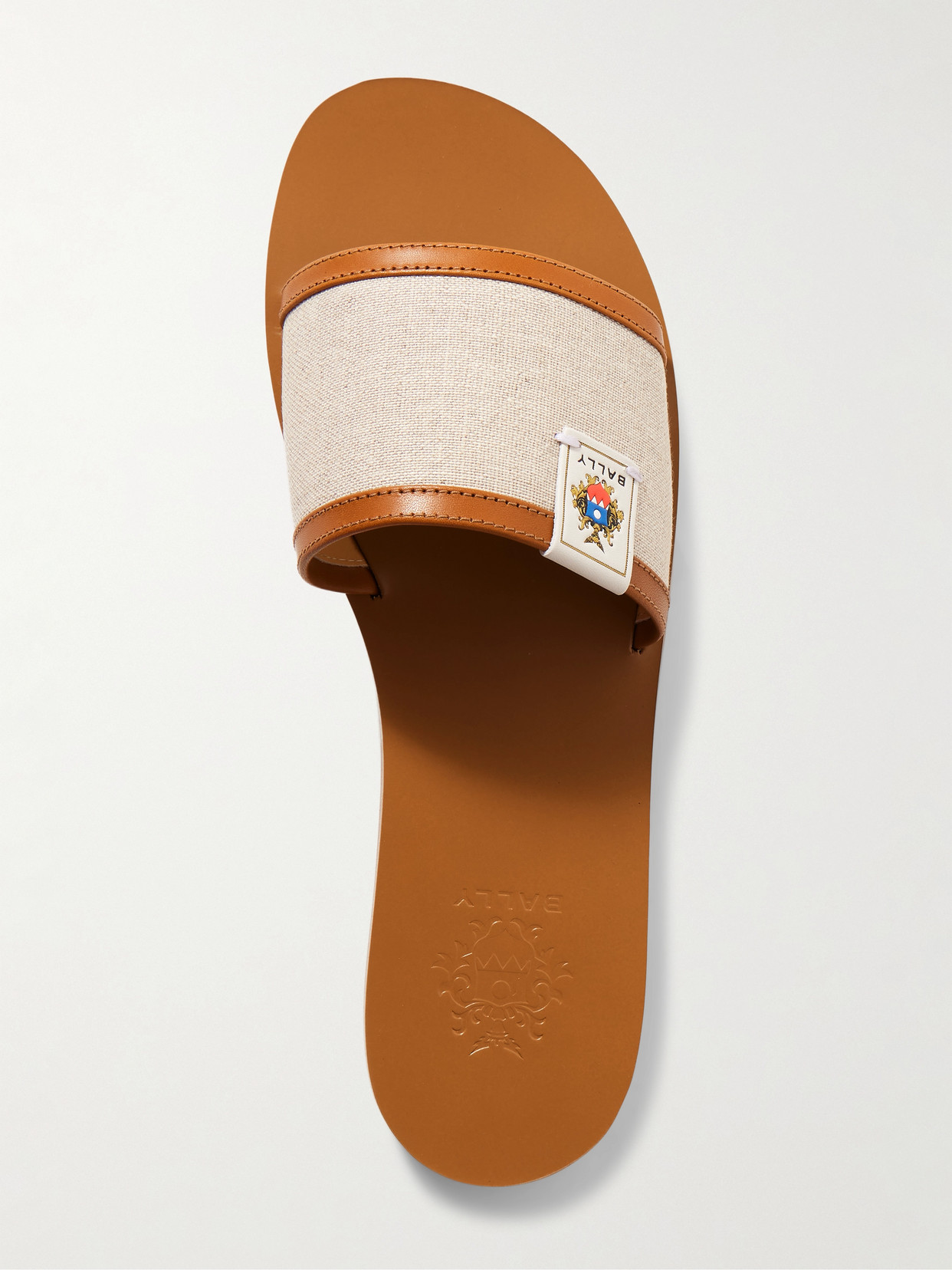BALLY SOLLIE-T LOGO-APPLIQUÉD LEATHER-TRIMMED CANVAS SLIDES