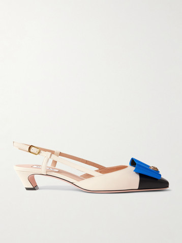 BALLY Bilyana grosgrain-trimmed leather slingback pumps