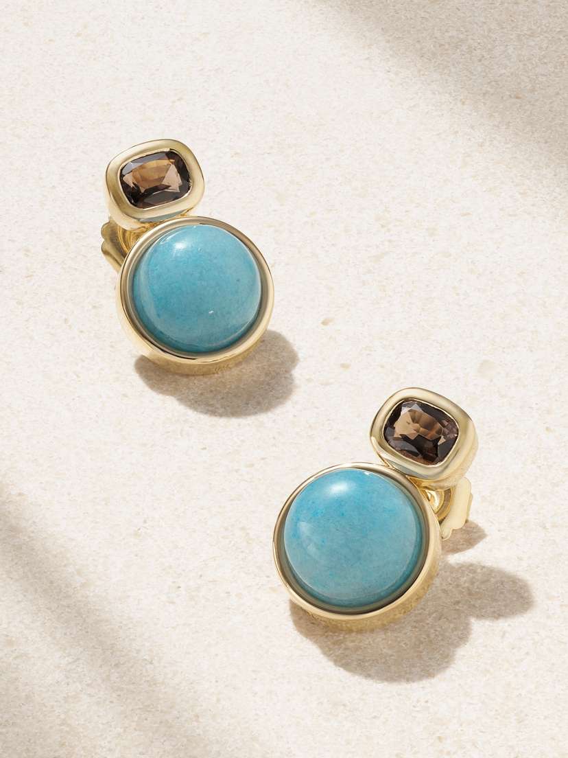 Brent Neale Marker 18-karat Gold, Quartz And Aquamarine Earrings