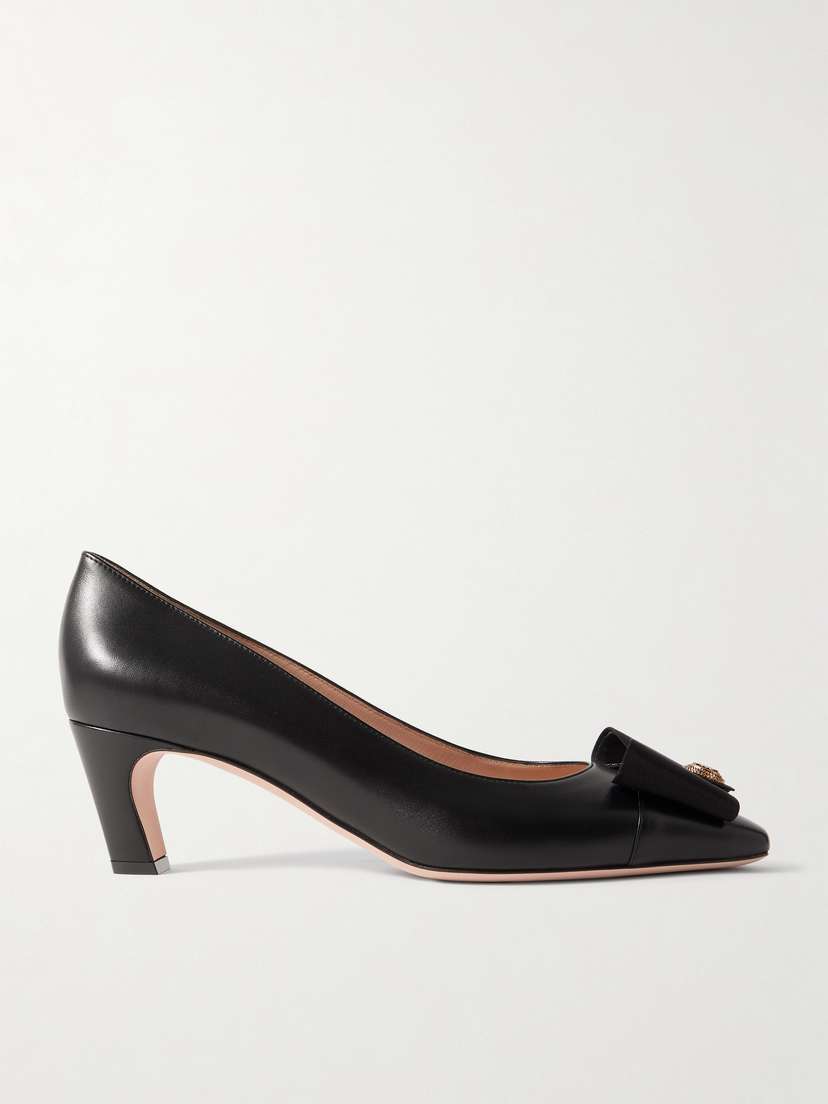 BALLY Bemily Grosgrain-trimmed Leather Pumps