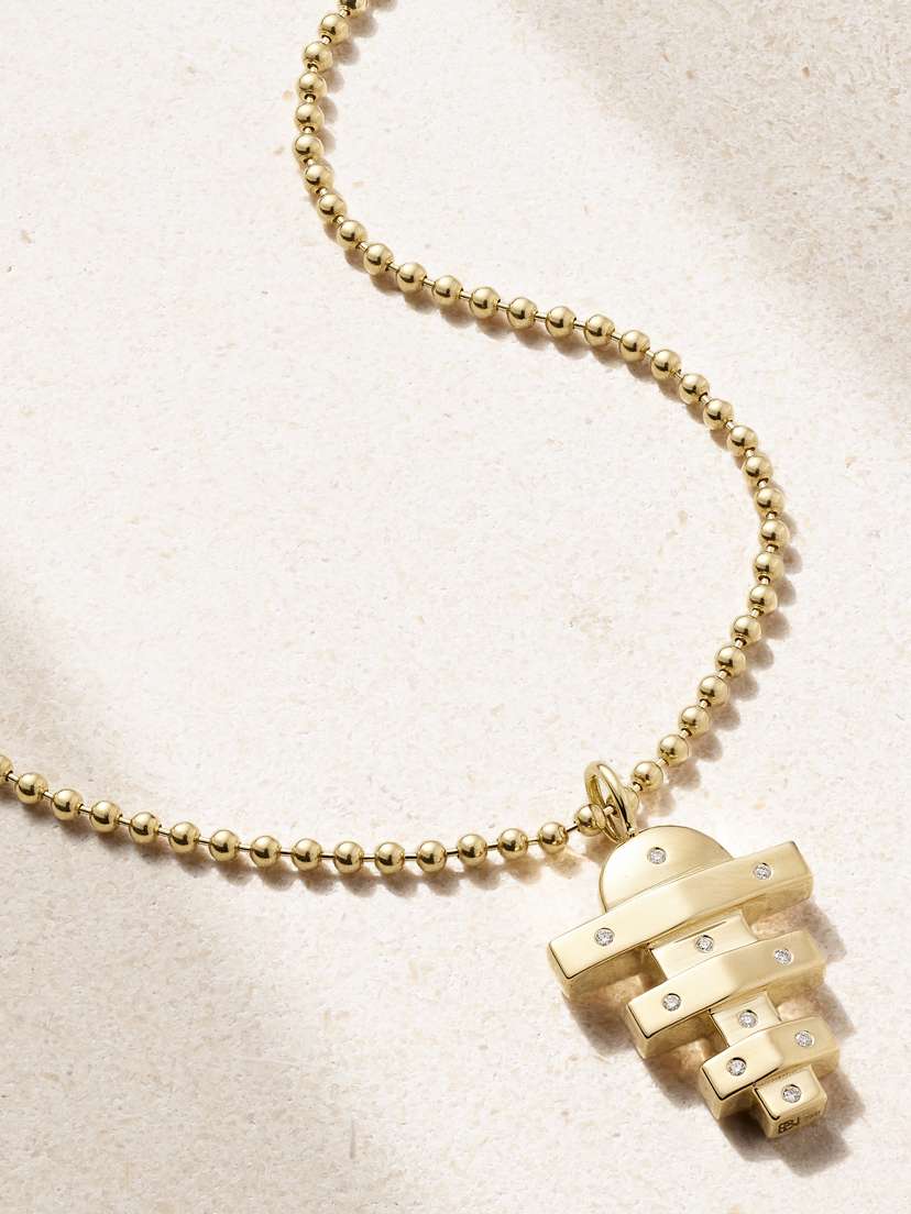 Brent Neale Small Hopscotch 18-karat Gold Diamond Necklace