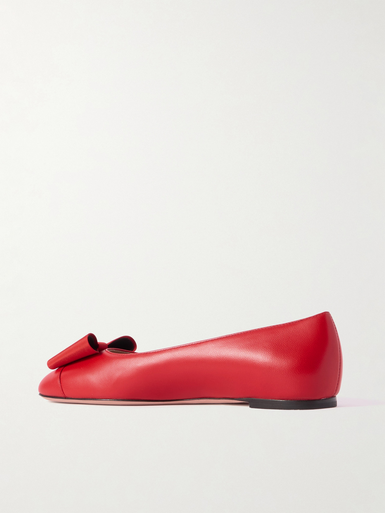 B-Bow Embellished Grosgrain-Trimmed Ballet Flats