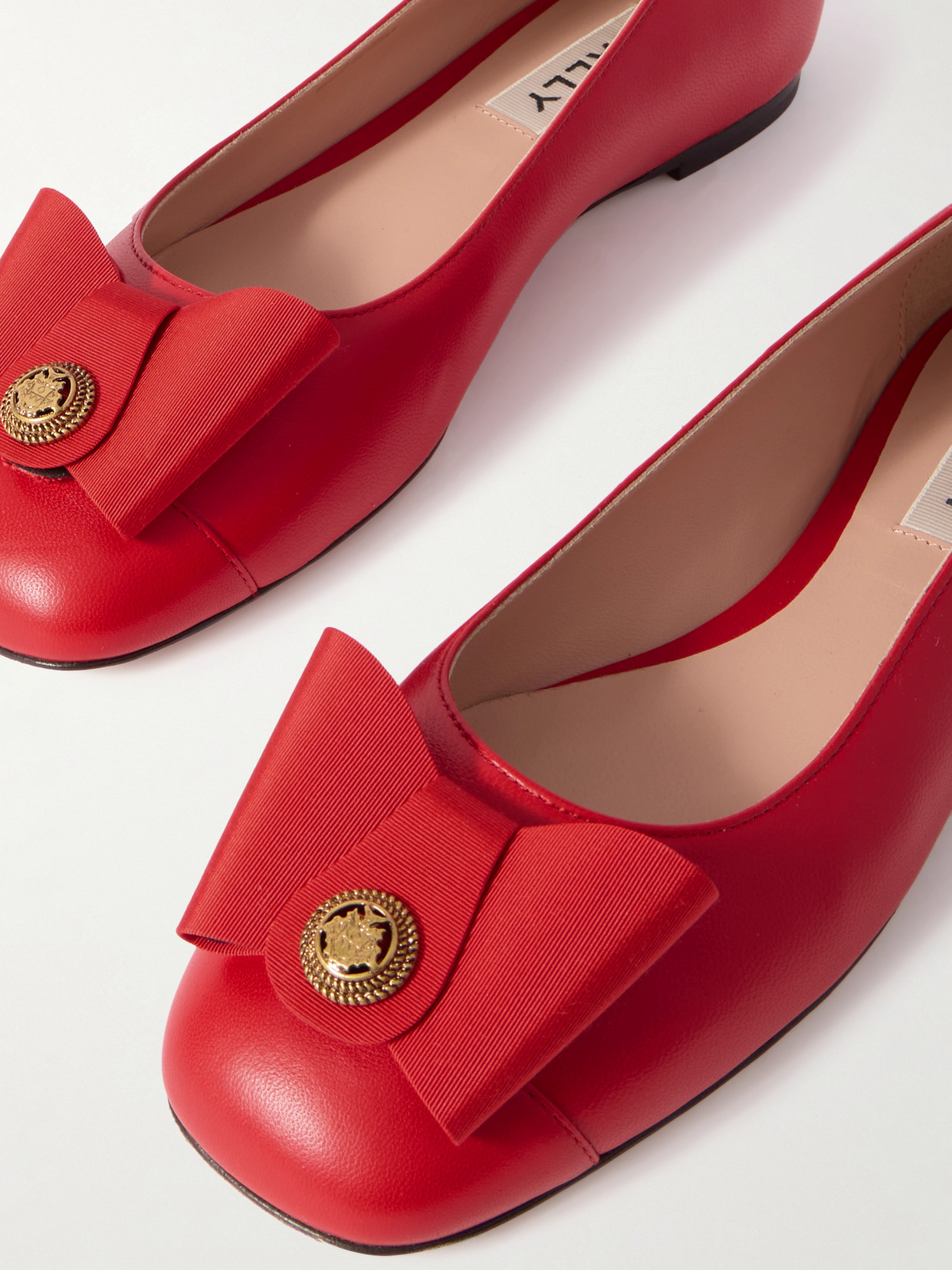 B-Bow Embellished Grosgrain-Trimmed Ballet Flats