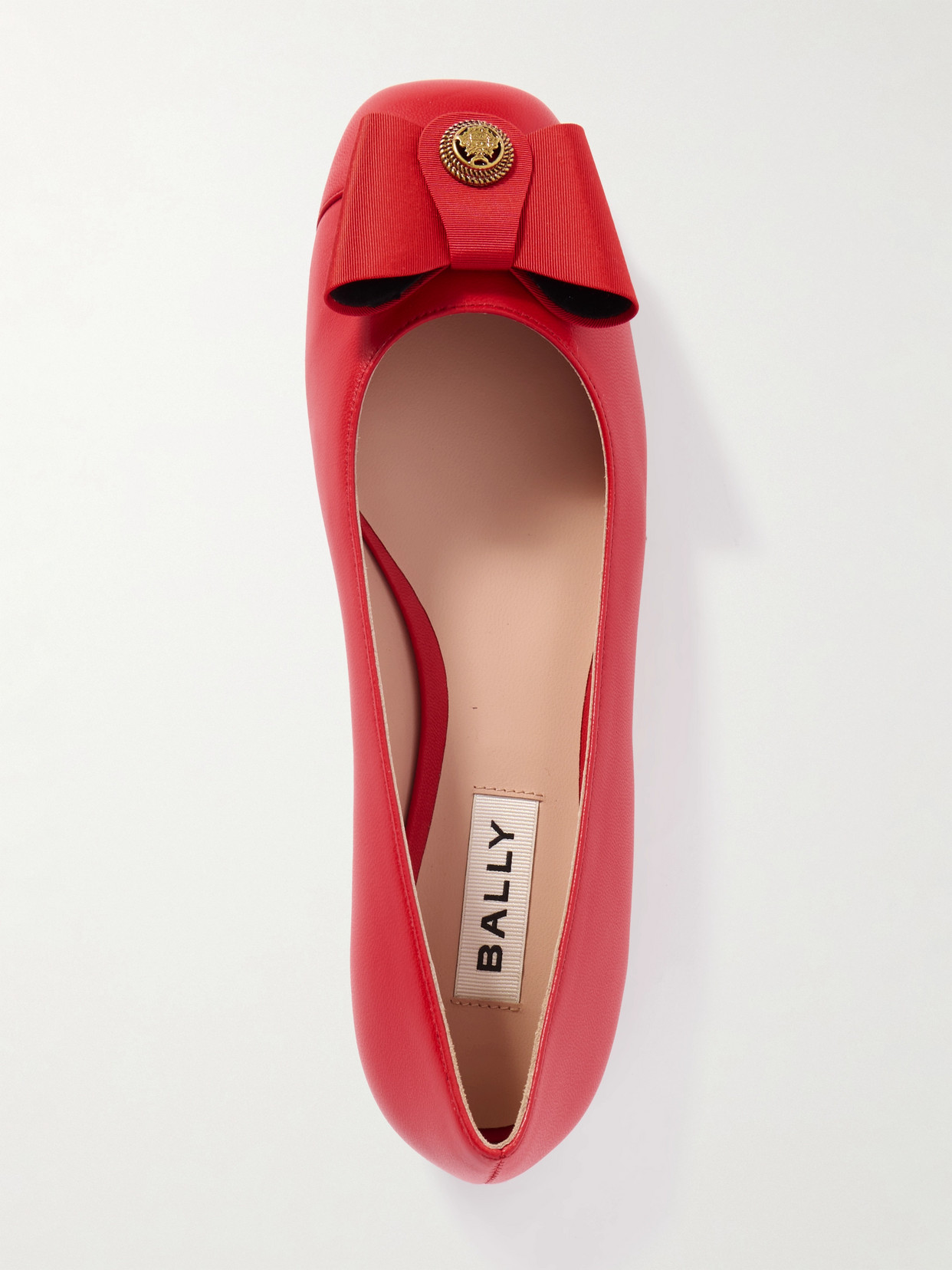 B-Bow Embellished Grosgrain-Trimmed Ballet Flats