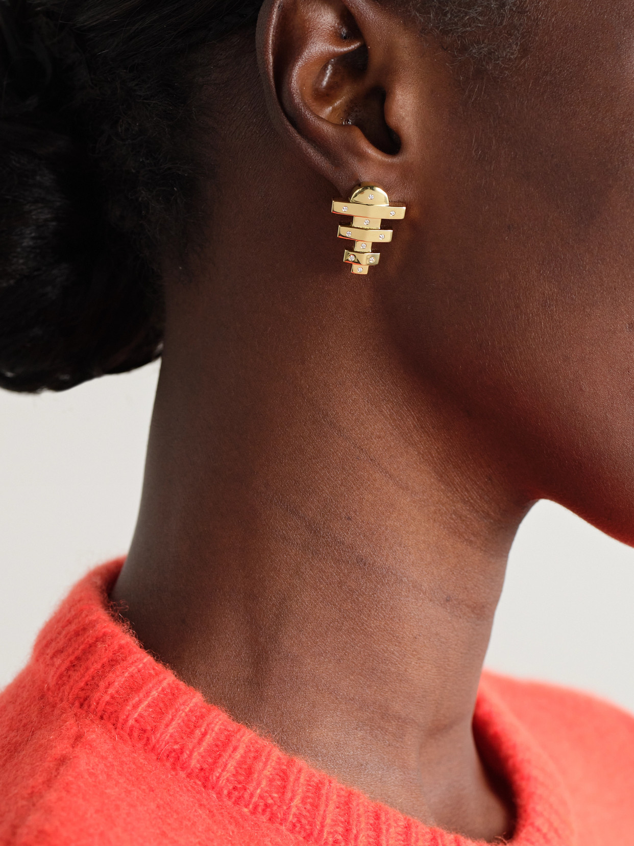 Shop Brent Neale Small Hopscotch 18-karat Gold Diamond Earrings