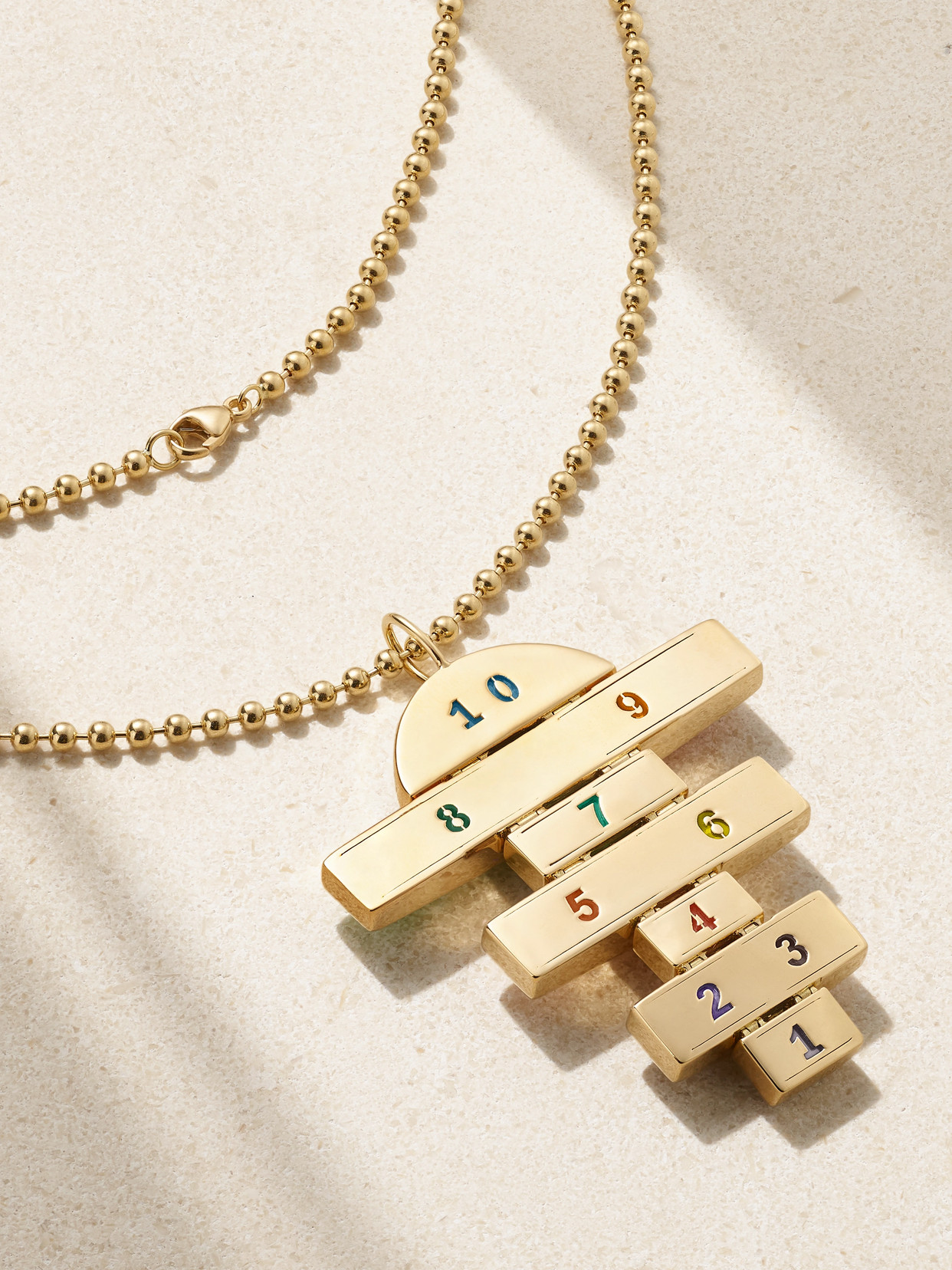 Shop Brent Neale Medium Hopscotch 18-karat Gold Multi-stone Necklace