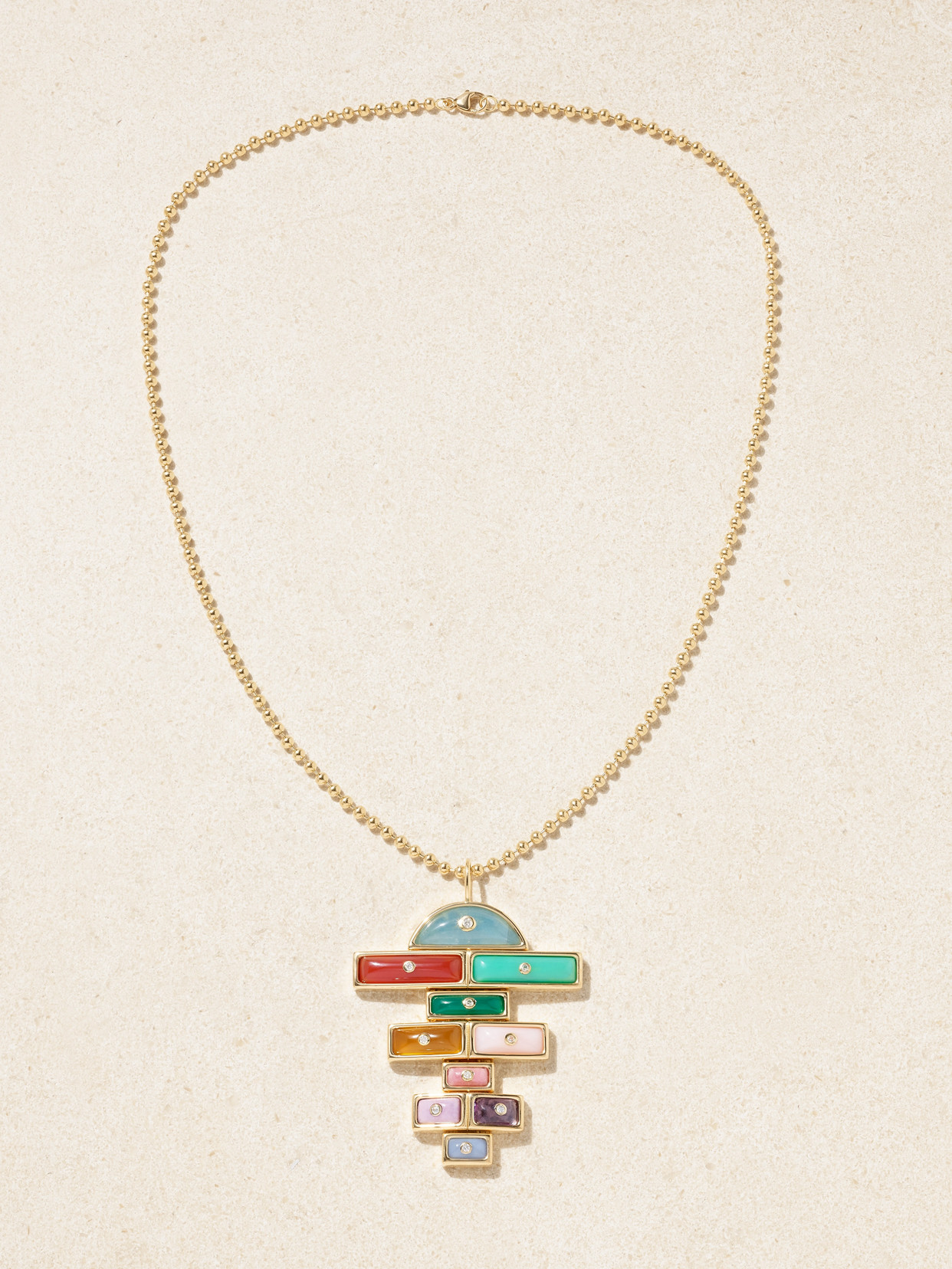 Shop Brent Neale Medium Hopscotch 18-karat Gold Multi-stone Necklace