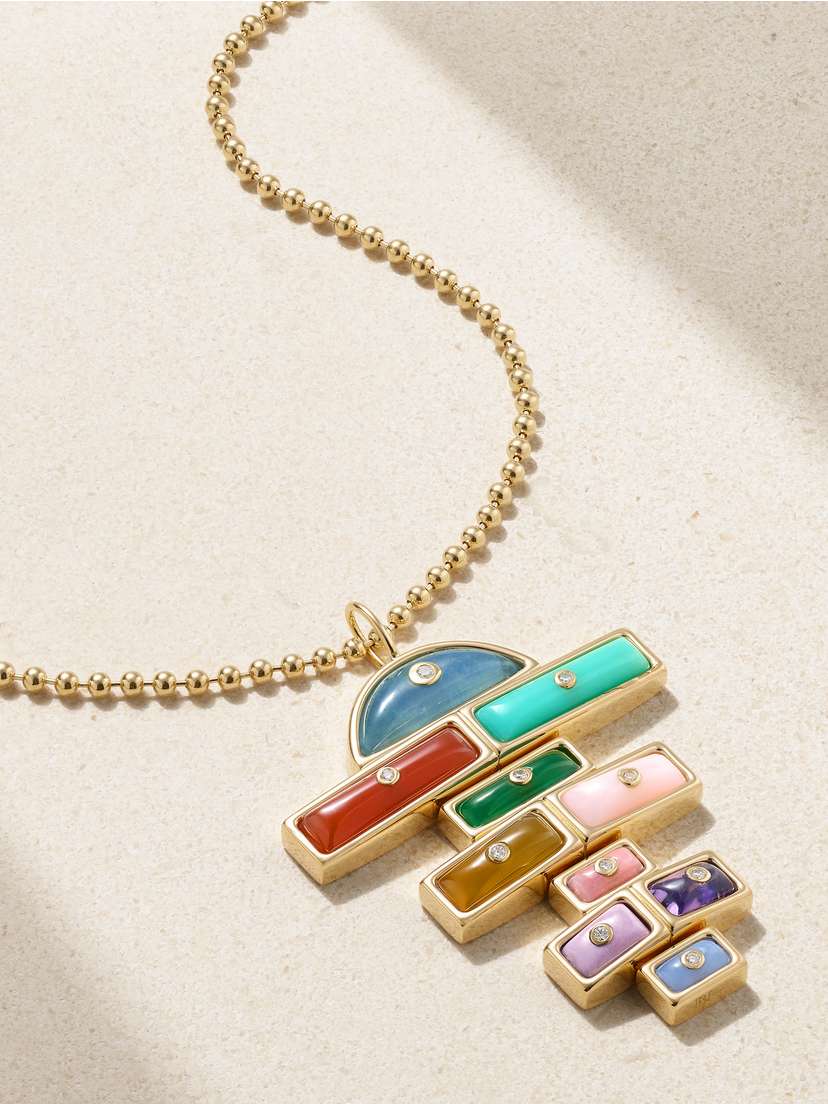 Brent Neale Medium Hopscotch 18-karat Gold Multi-stone Necklace