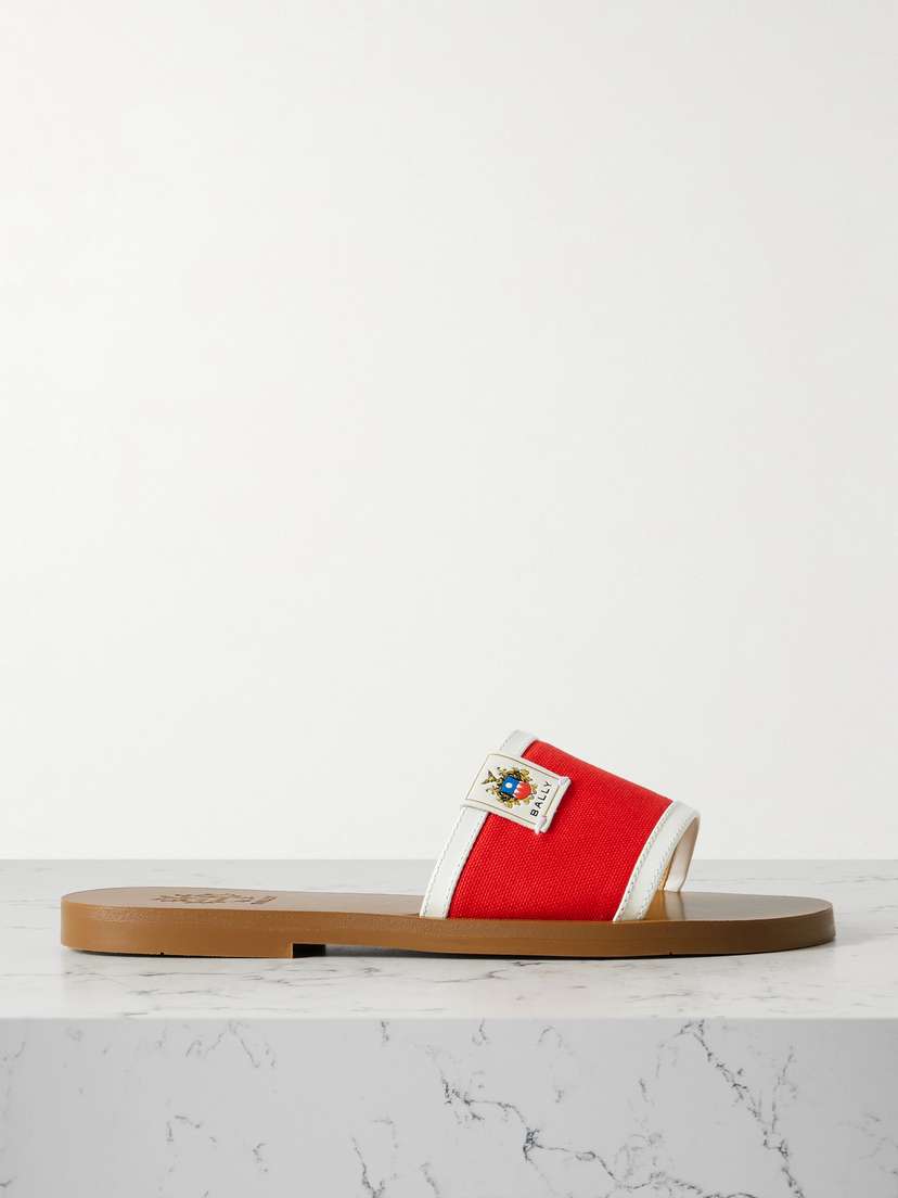 BALLY Sollie Leather-trimmed Canvas Slides