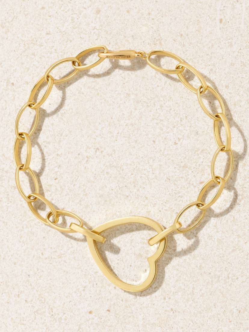 Jennifer Meyer Medium Edith Open Heart 18-karat Gold Bracelet