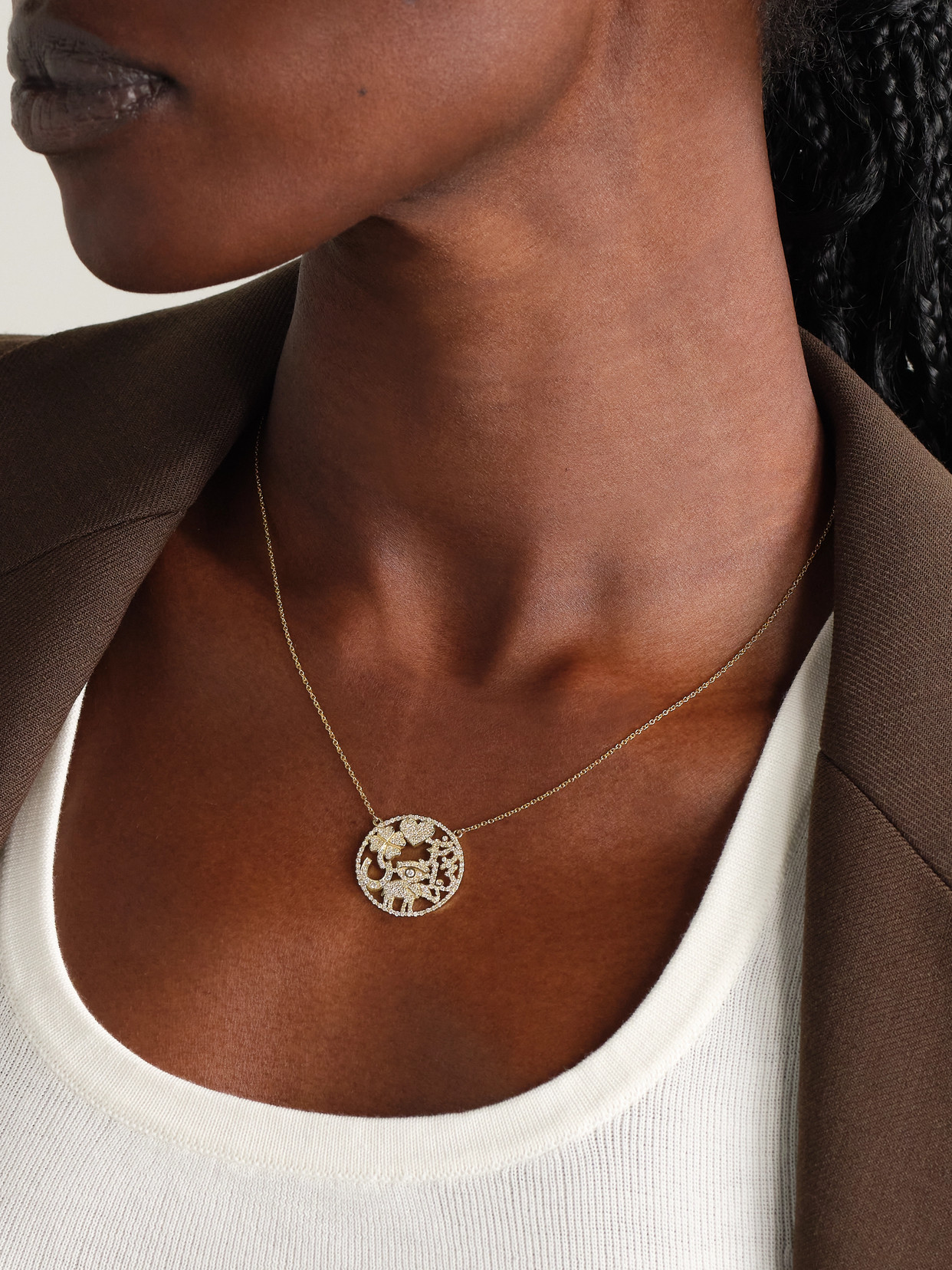 Jennifer Meyer Good Luck 18-karat Gold Diamond Necklace In Gold