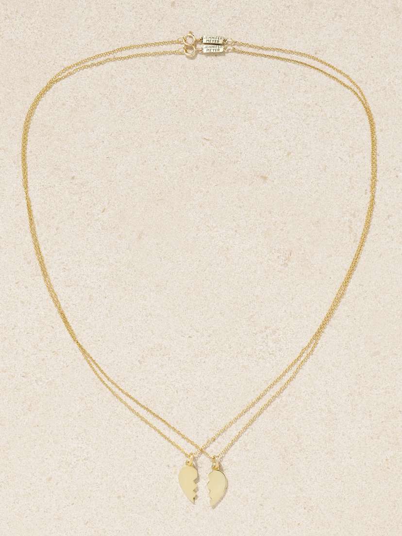 Jennifer Meyer Set Of Two Mini Piece Of My Heart 18-karat Gold Necklaces