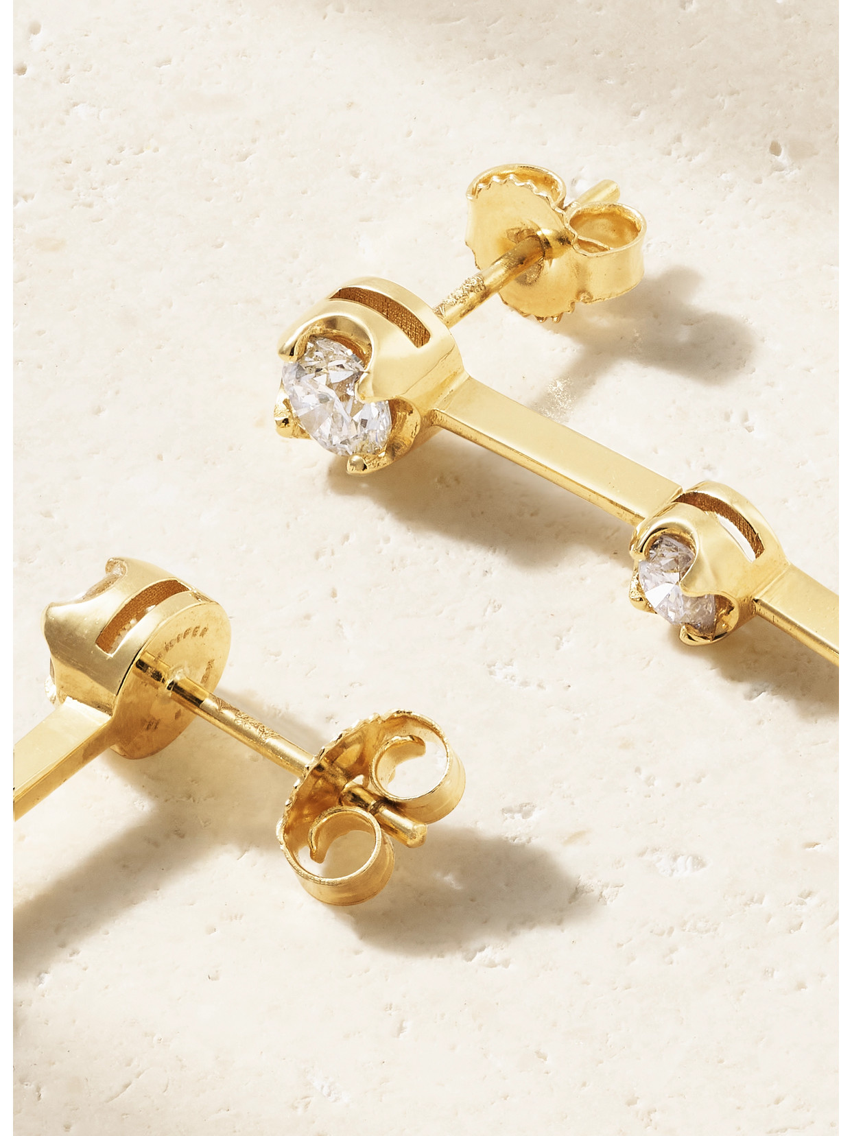 Jennifer Meyer Linear 5 Illusion 18-karat Gold Diamond Earrings In Gold