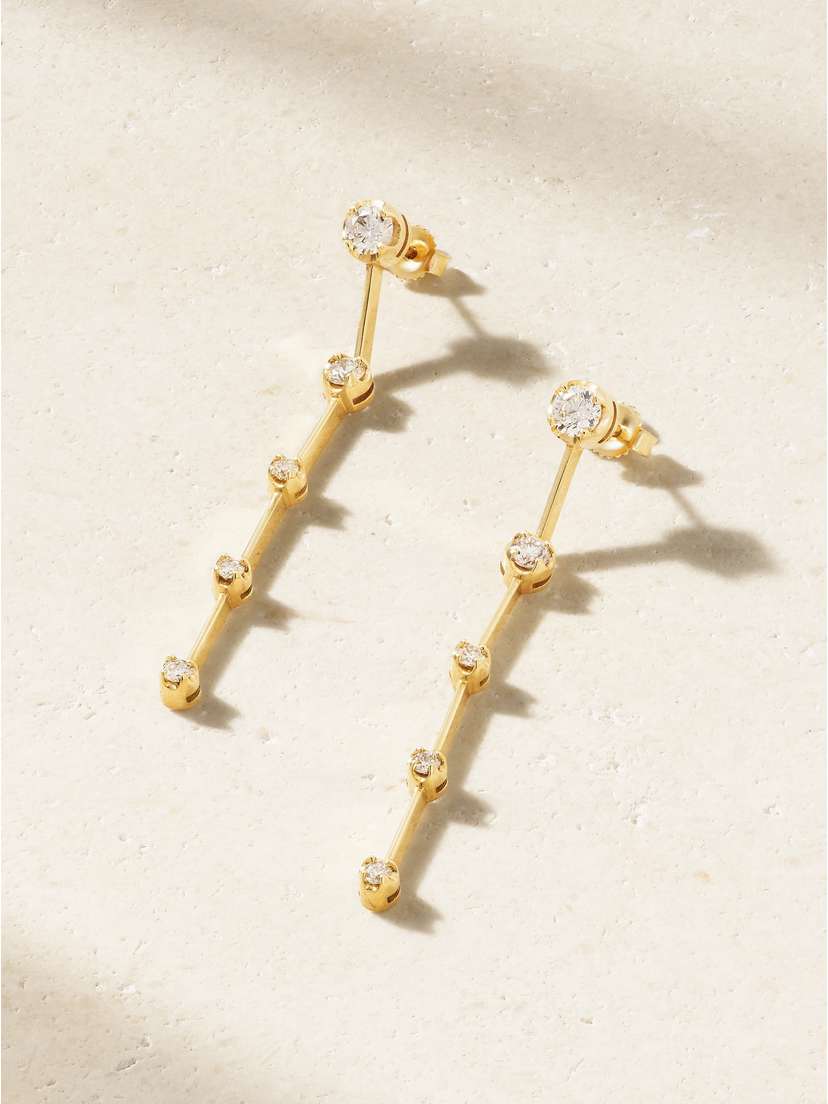 Jennifer Meyer Linear 5 Illusion 18-karat Gold Diamond Earrings