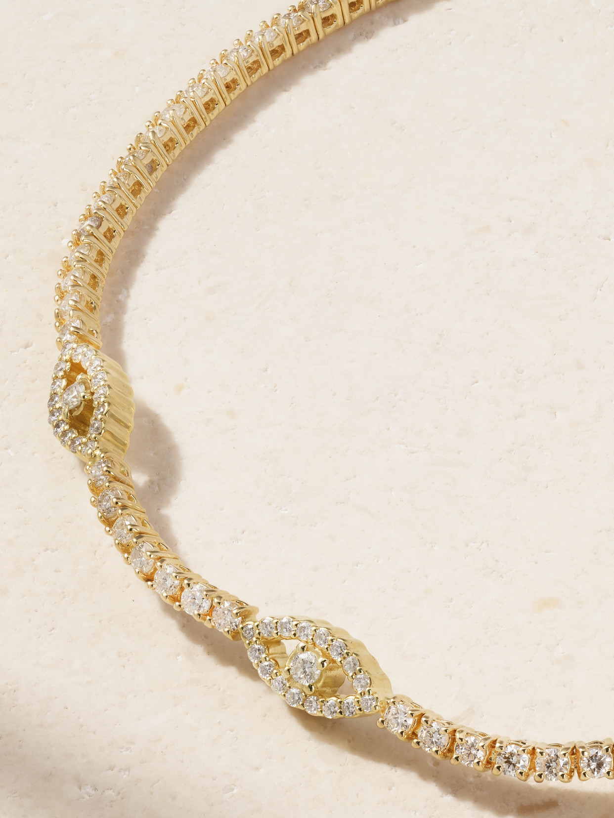 Jennifer Meyer Evil Eye 18-karat Gold Diamond Tennis Bracelet In Gold