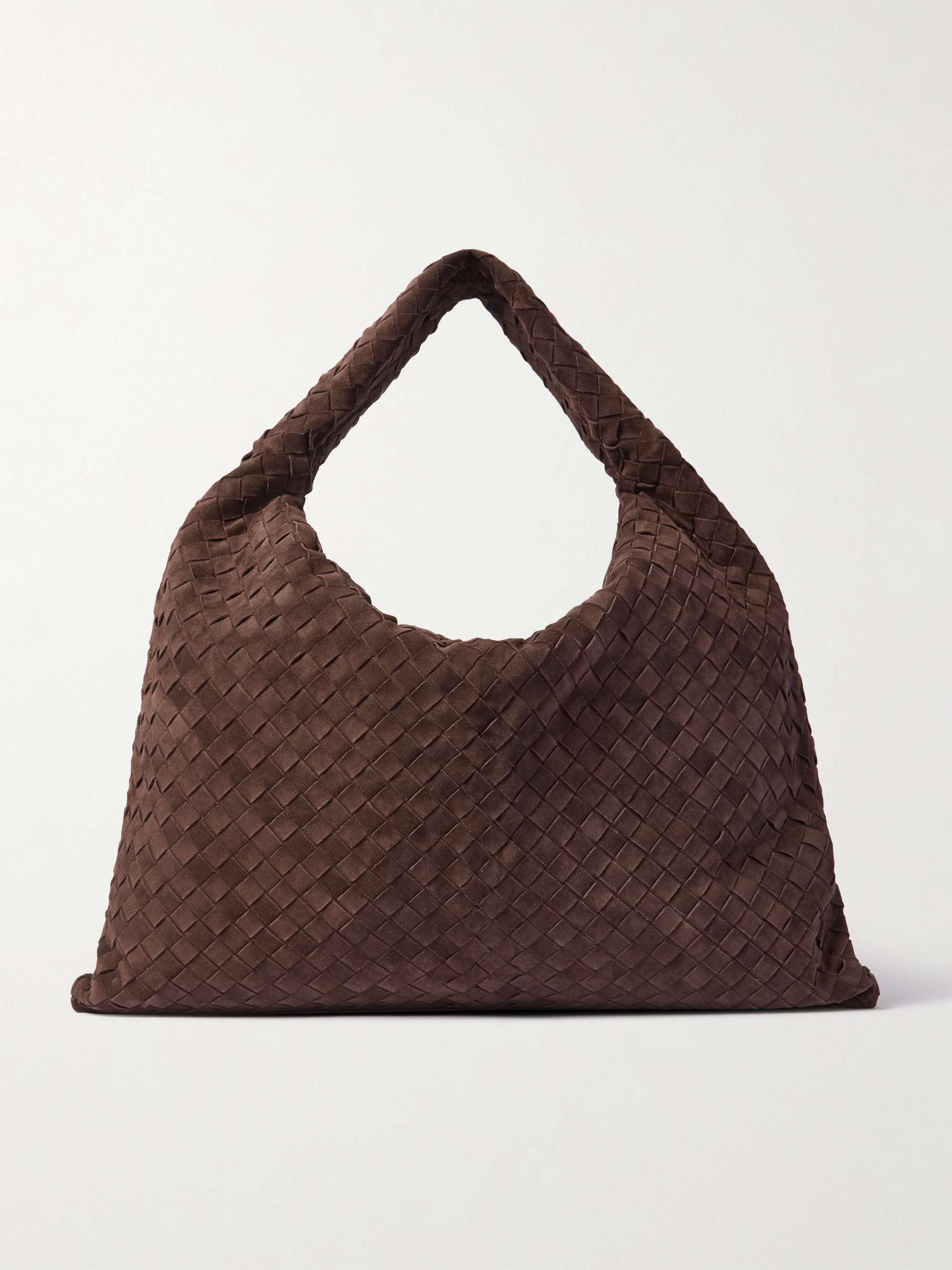 BOTTEGA VENETA Hop large intrecciato suede shoulder bag | NET-A-PORTER