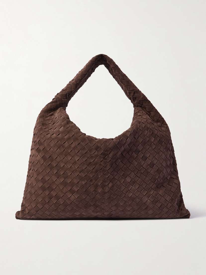 Bottega Veneta Hop Large Intrecciato Suede Shoulder Bag