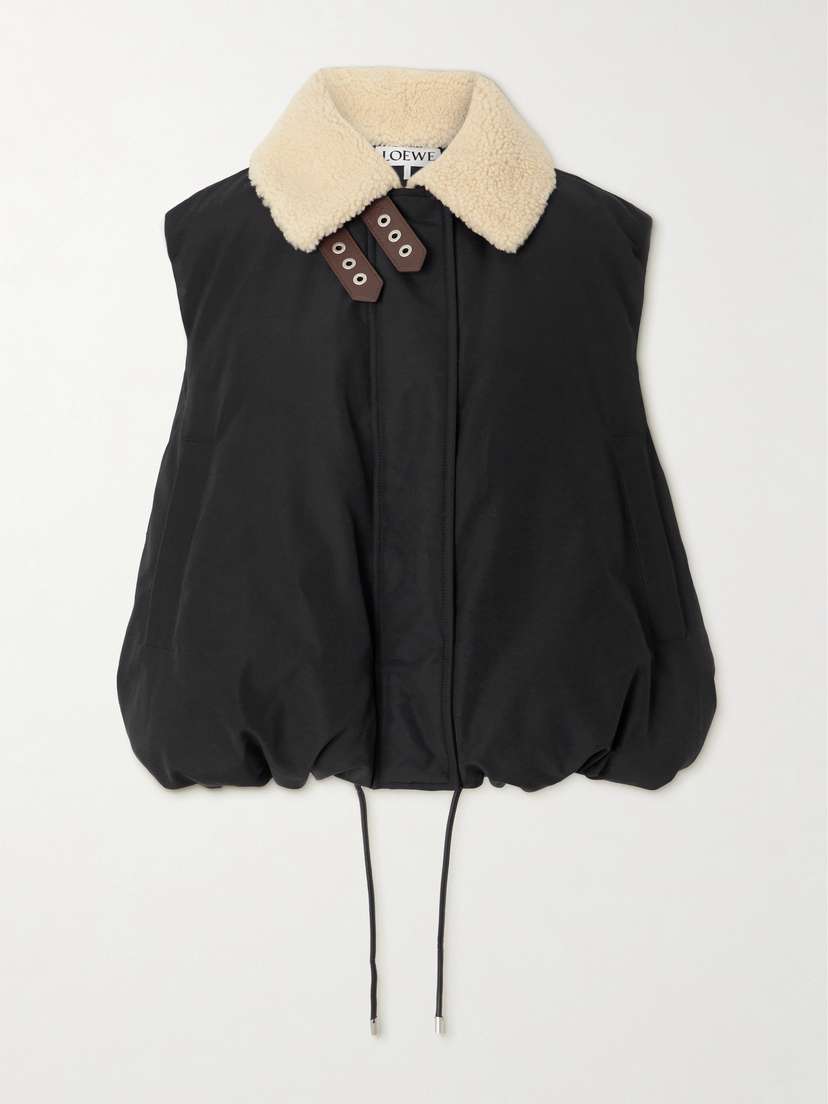 Loewe Shearling-trimmed Padded Cotton-blend Shell Vest