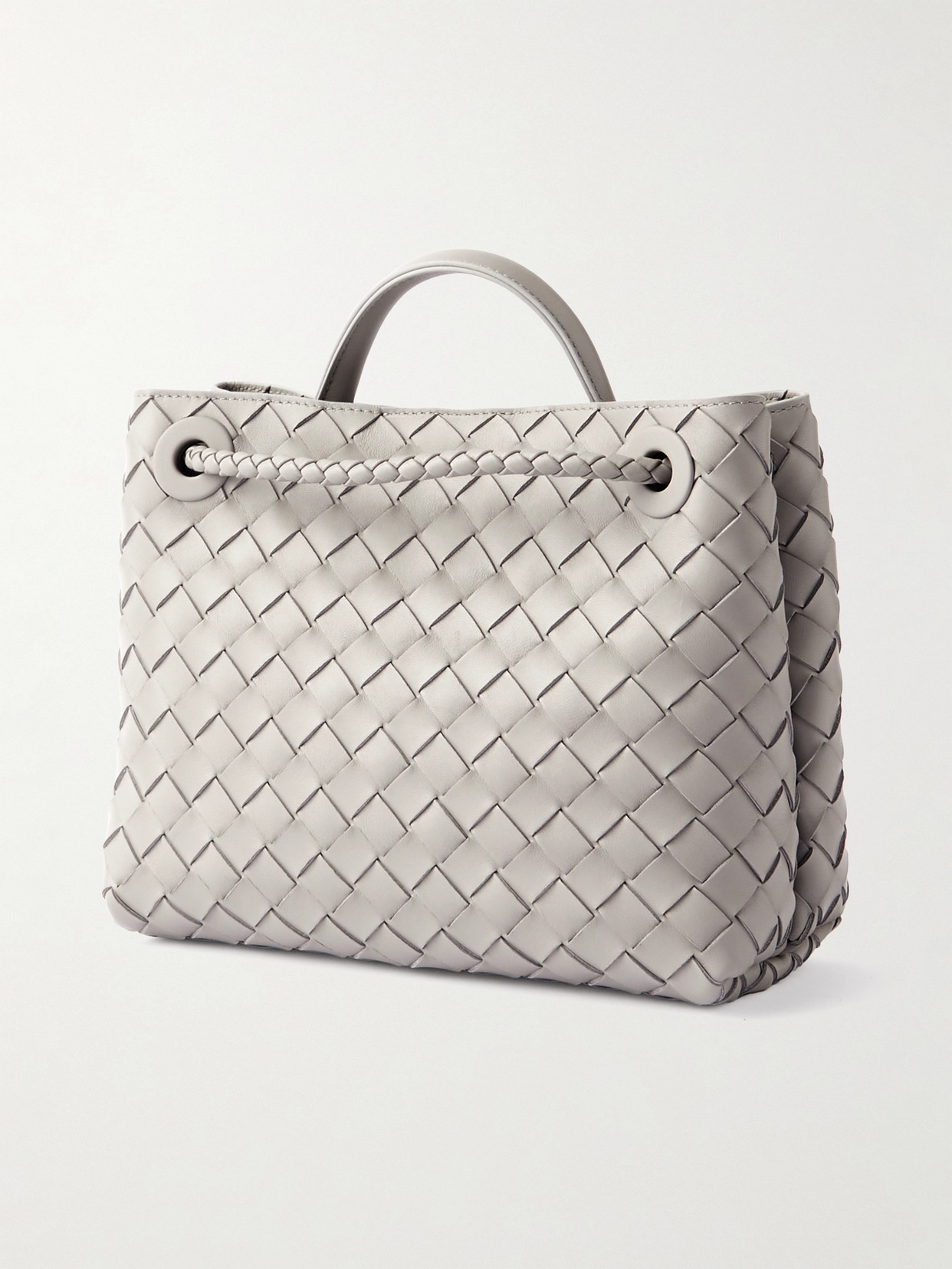 Bottega Veneta Andiamo Intrecciato Small Leather Tote Bag In Gray