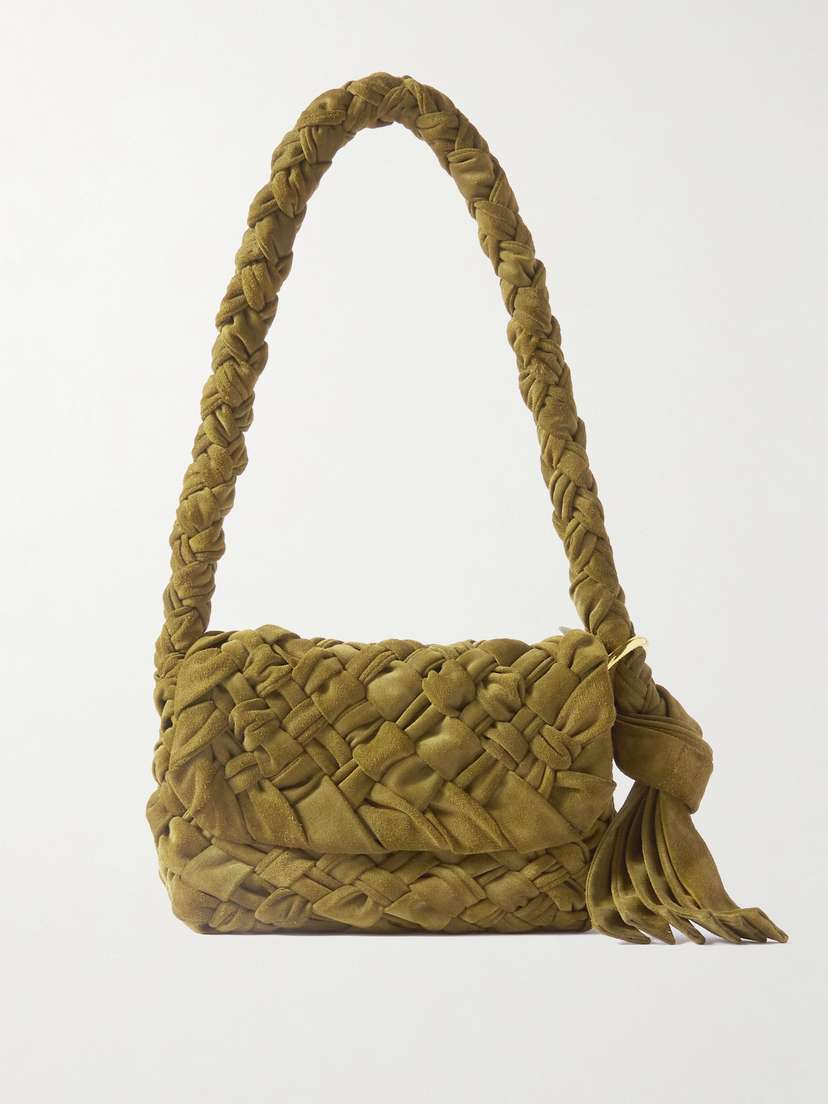 Bottega Veneta Kalimero Citta Intrecciato Suede Shoulder Bag