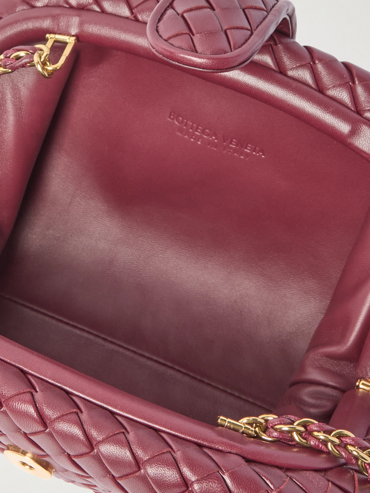 Shop Bottega Veneta Lauren 1980 Small Intrecciato Leather Clutch In Burgundy