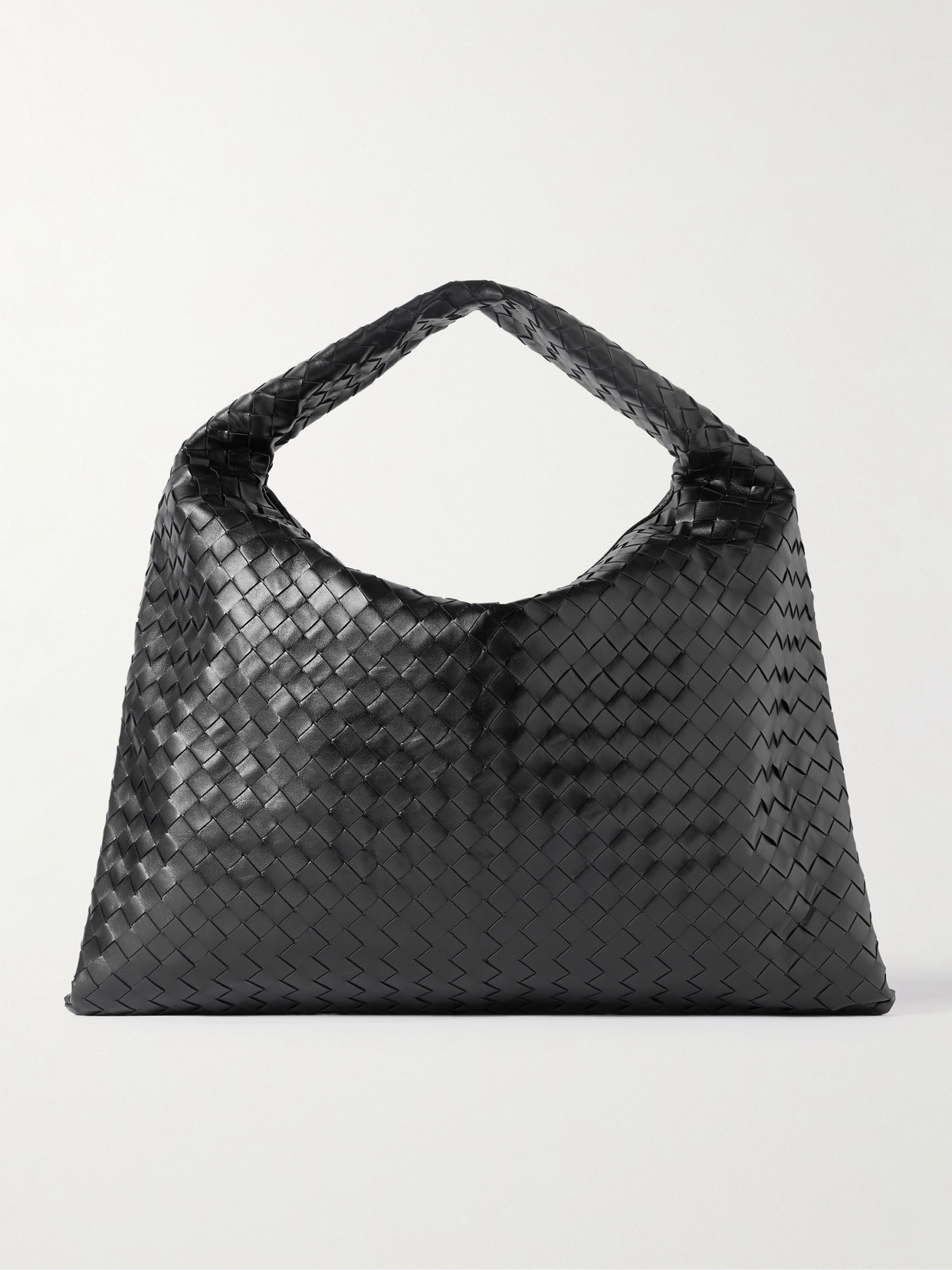 Bottega Veneta Hop Large Intrecciato Leather Tote In Black