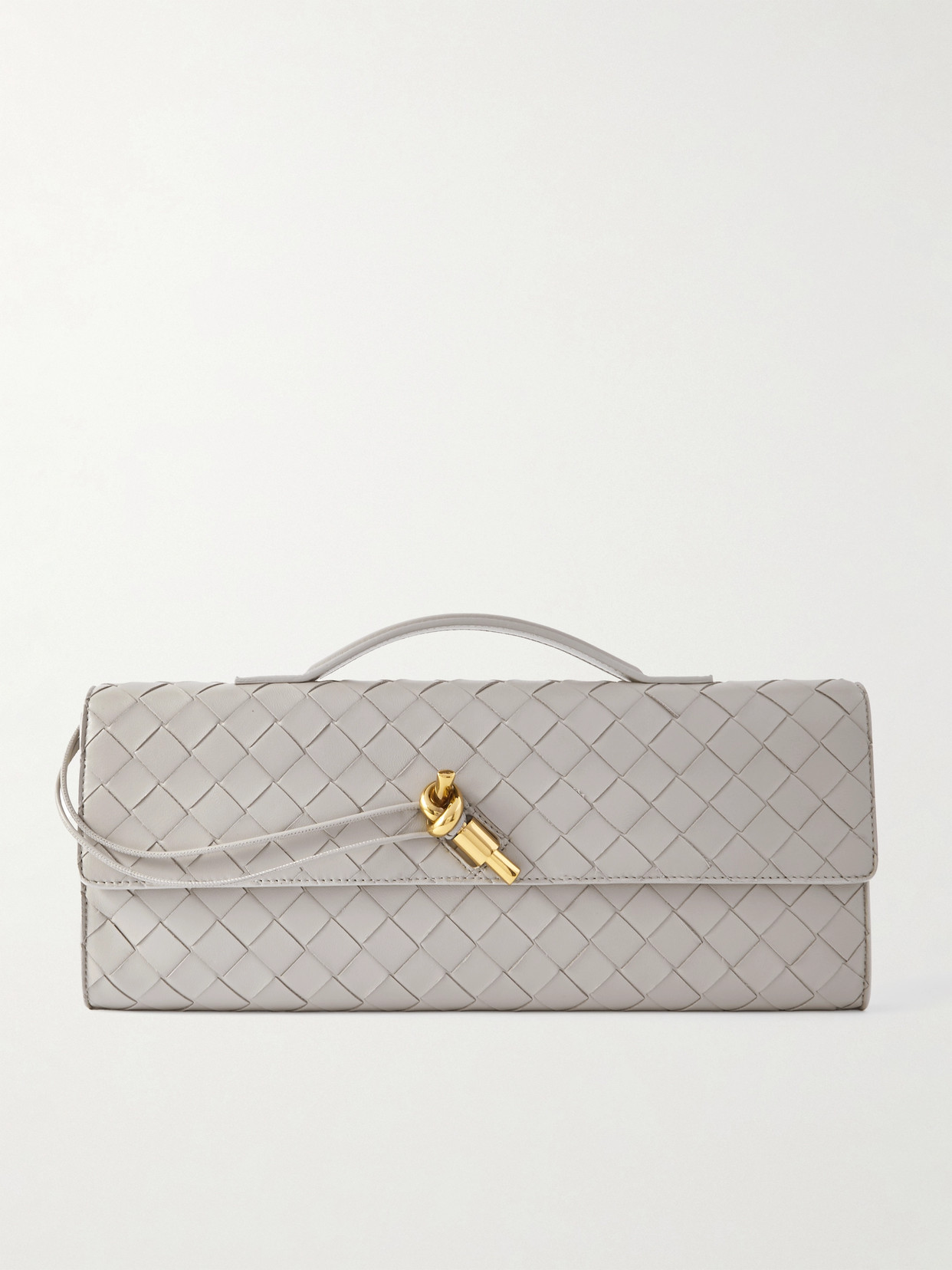 Bottega Veneta - Long Andiamo Intrecciato Leather Clutch - Gray
